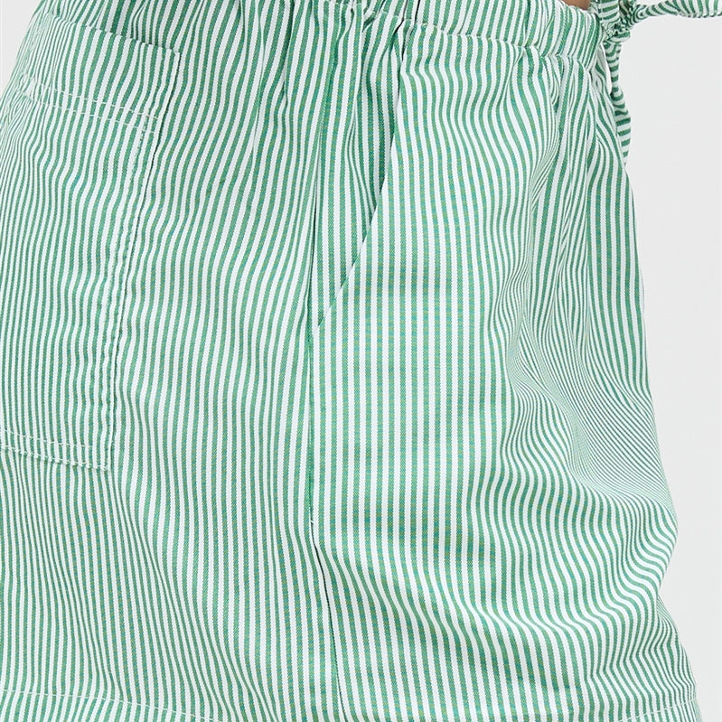 Wholesale Striped Drawstring Waist Shorts Shorts DZ26A747 GREEN DOUBLE ZERO