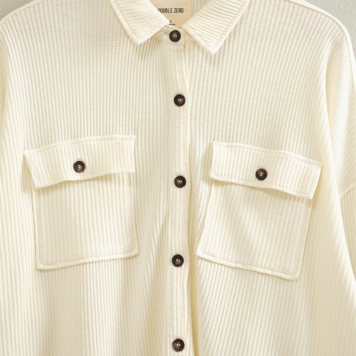 Wholesale Mineral Wash Waffle Knit Button-Up Shacket Coats & Jackets DZ26E249 CREAM DOUBLE ZERO