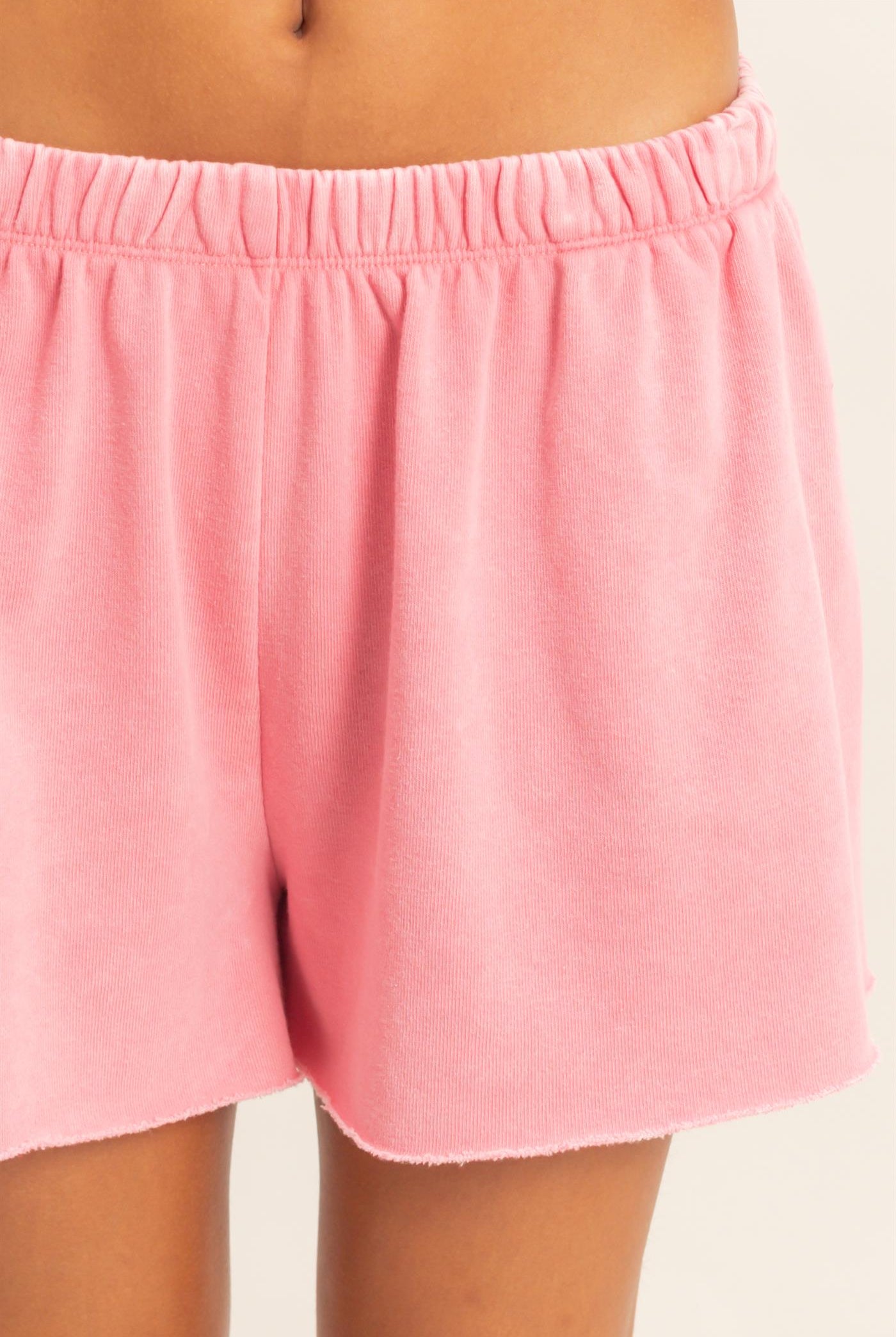 Wholesale Mineral Wash French Terry Shorts Shorts DZ26C040 TAFFY PINK DOUBLE ZERO