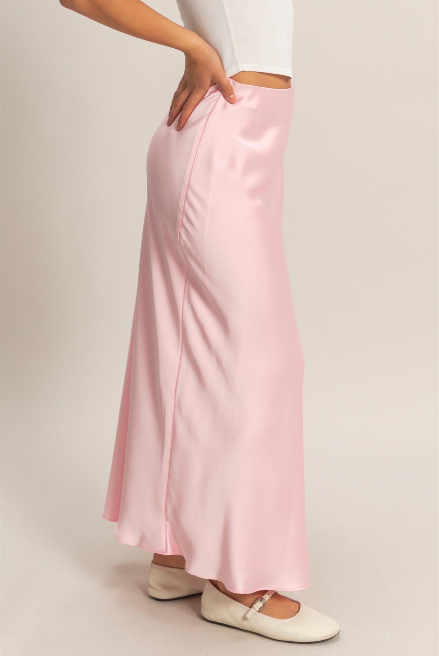 Wholesale Satin Maxi Skirt Skirts DZ26E274 SOFT PINK DOUBLE ZERO