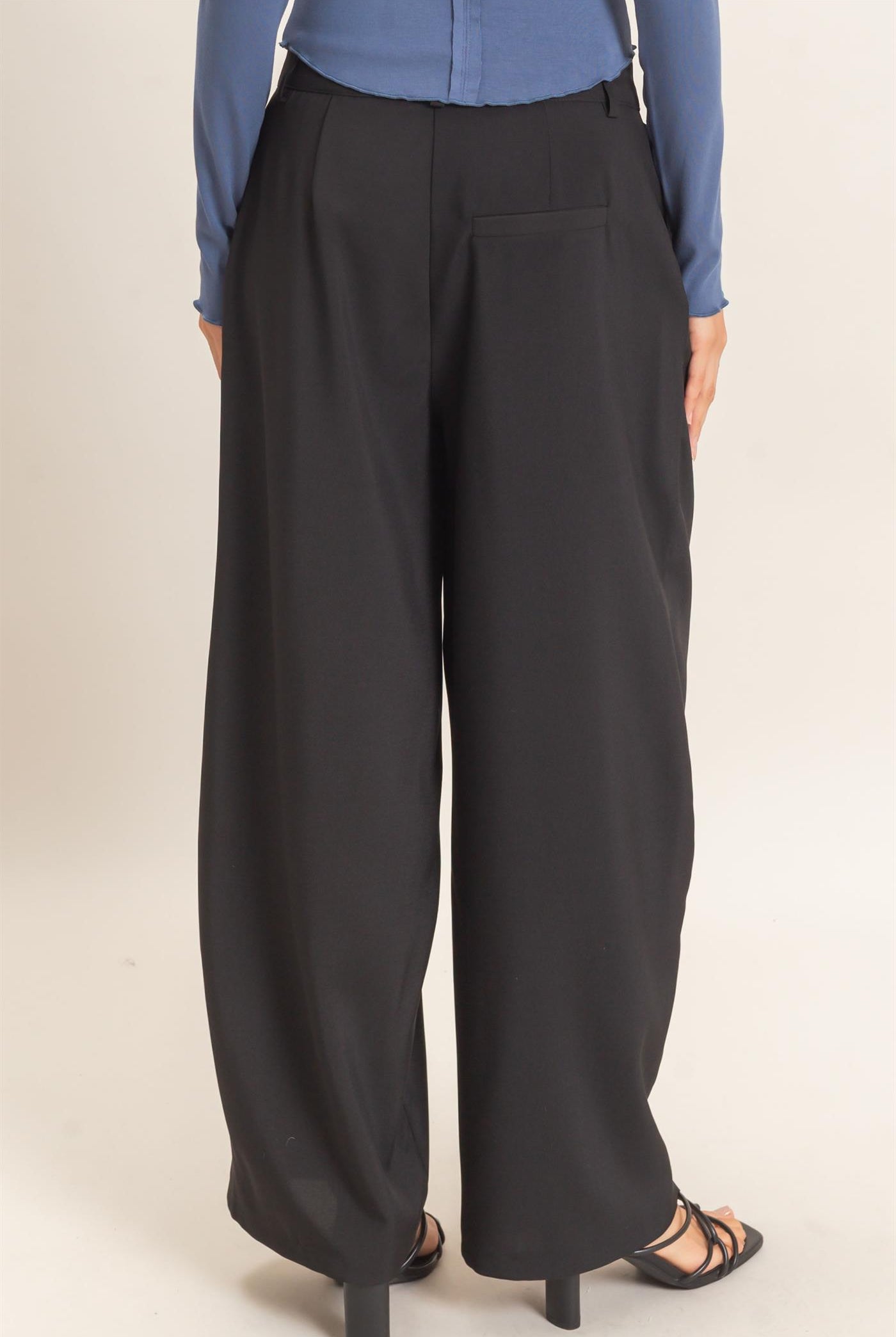 Wholesale Asymmetrical Overlap Pleated Pant Pants HF26C885 BLACK HYFVE