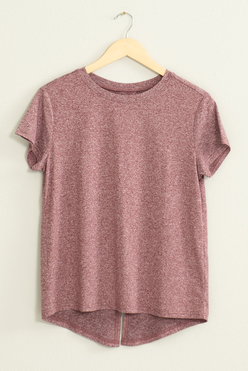 Wholesale All Yours Short Sleeve Open Back Tee Clothing Tops DZ22E576 MULBERRY DOUBLE ZERO