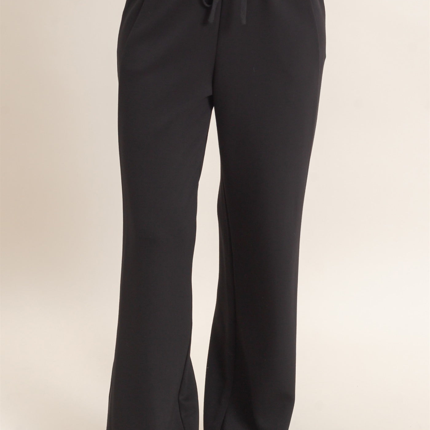 Wholesale Elastic Waist Straight Leg Pants Pants DZ26C969 BLACK DOUBLE ZERO