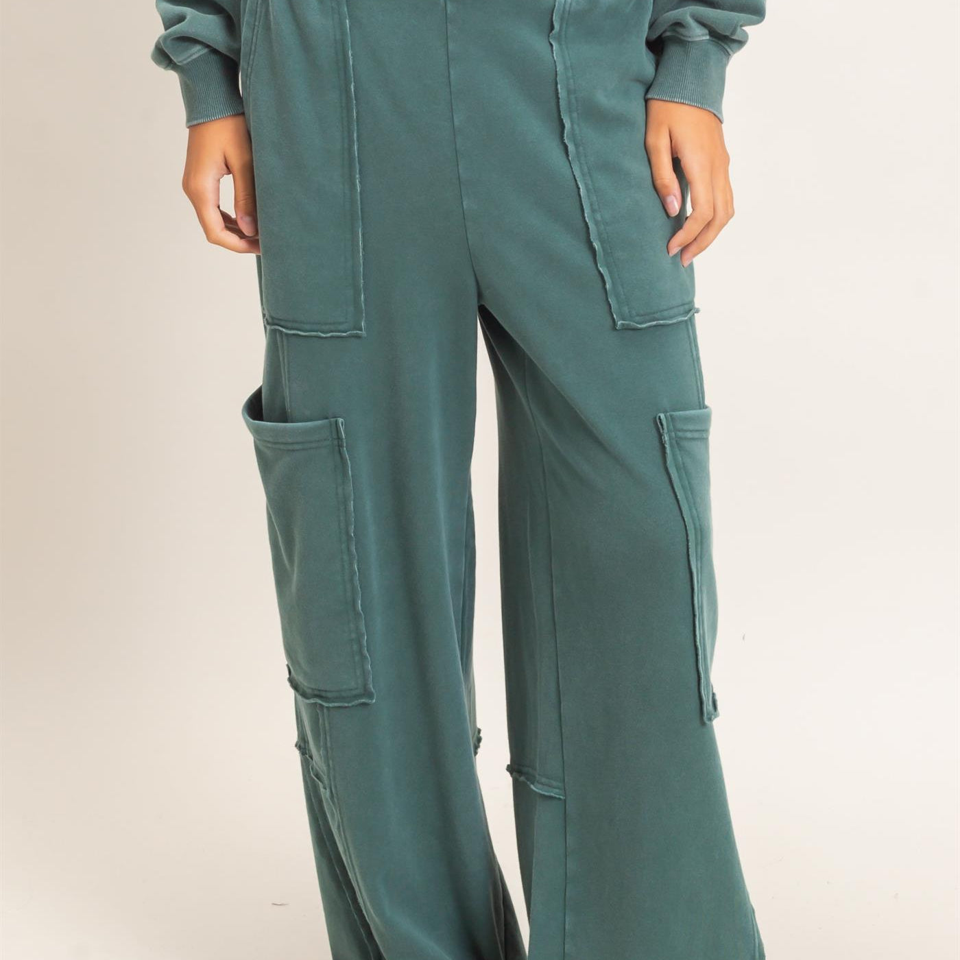 Wholesale Mineral Wash Cargo Pocket Pants Pants DZ26C963 DARK GREEN DOUBLE ZERO