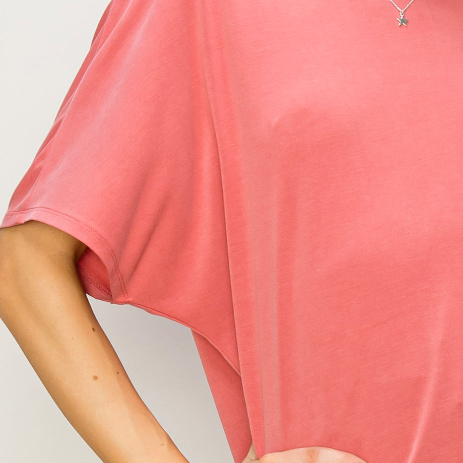 Wholesale D-Elbow Length Dolman Sleeve Top Clothing Tops DZ24C199-D BRICK DOUBLE ZERO