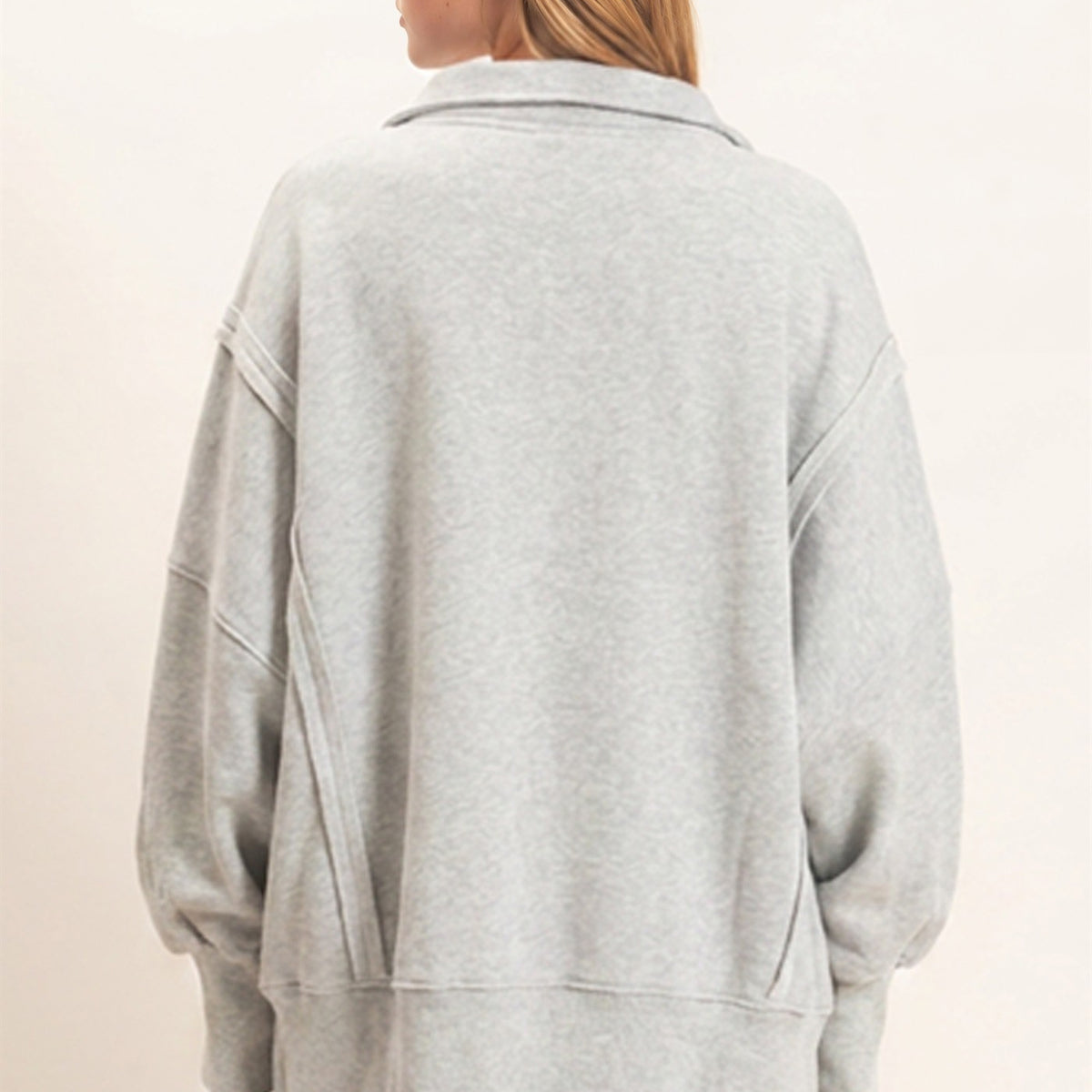 Wholesale Mineral Wash Snap Collar Pullover Clothing Tops HF26F086-D HEATHER GRAY HYFVE