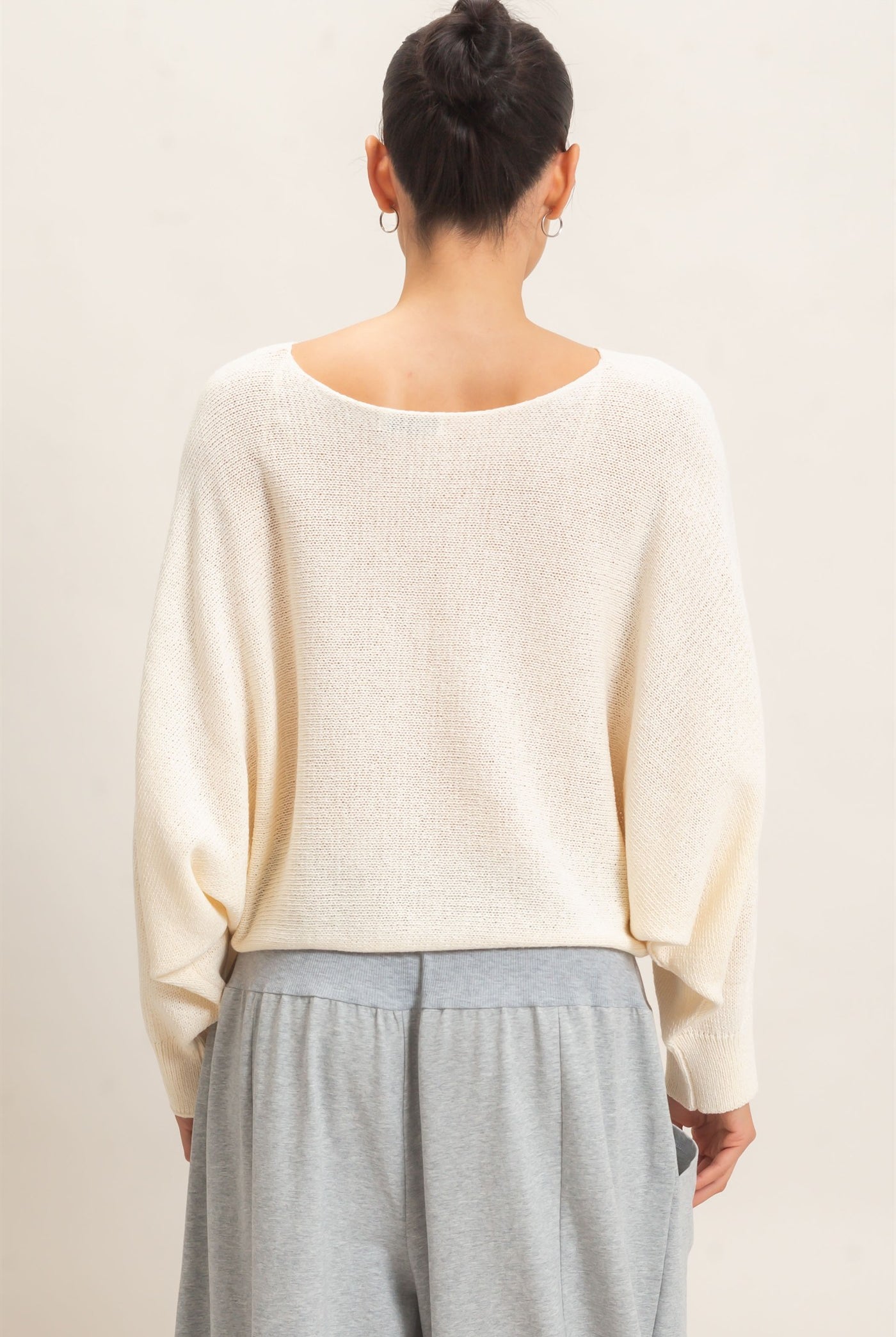 Wholesale Loose Knit Boat Neck Sweater Sweaters HF26E896 IVORY CREAM HYFVE