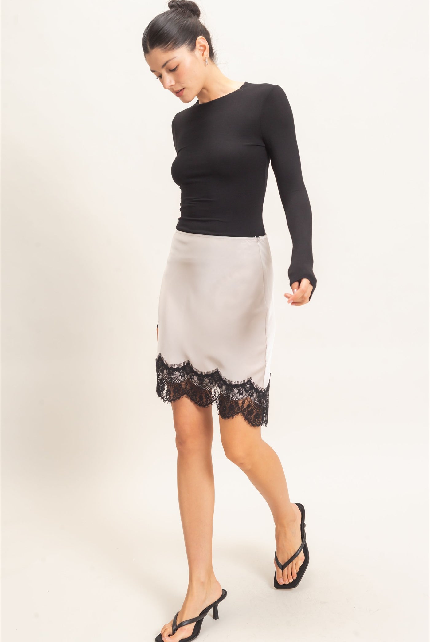 Wholesale Asymmetrical Bias Cut Slip Skirt Skirts HF26C854-D CHAMPAGNE BEIGE HYFVE