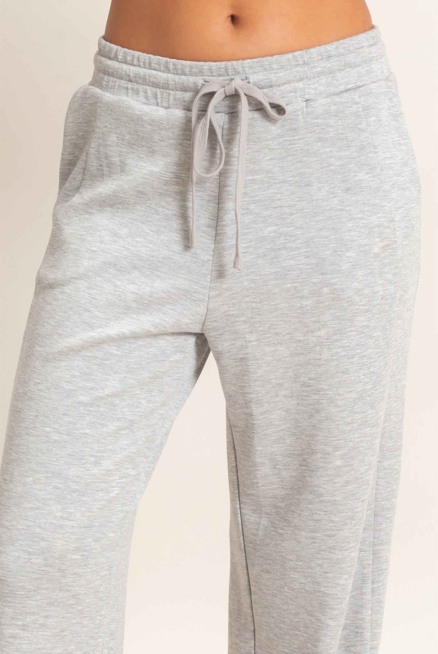 Wholesale Elastic Waist Straight Leg Pants Pants DZ26C969 HEATHER GRAY DOUBLE ZERO