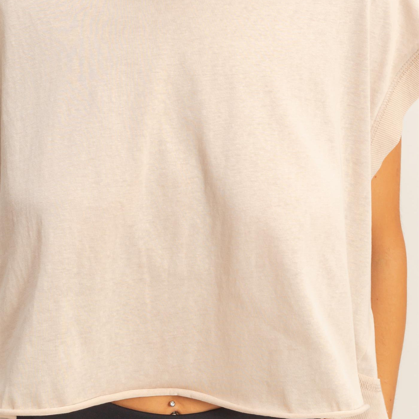 Wholesale Boxy Crew Neck Top T-Shirts HF26C288-D ALMOND HYFVE