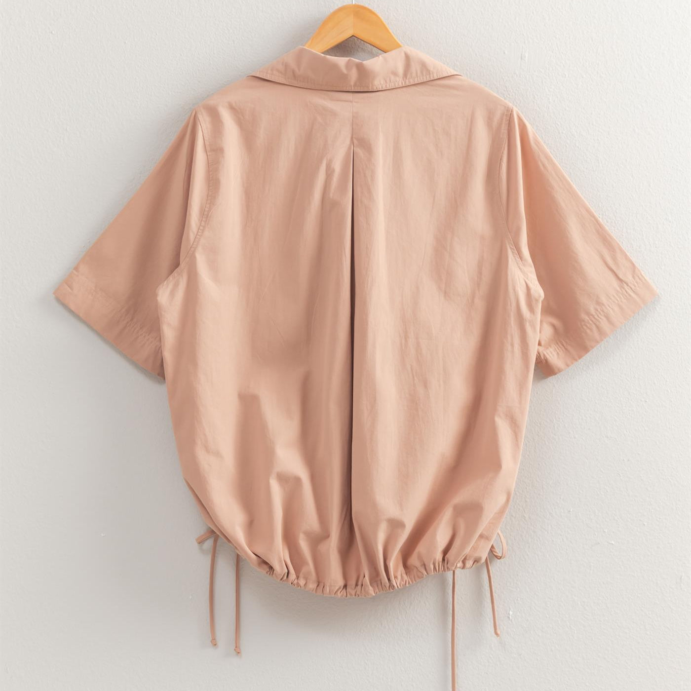 Wholesale Bubble Hem Relaxed Fit Shirt Polos DZ25E081 DARK TAUPE DOUBLE ZERO