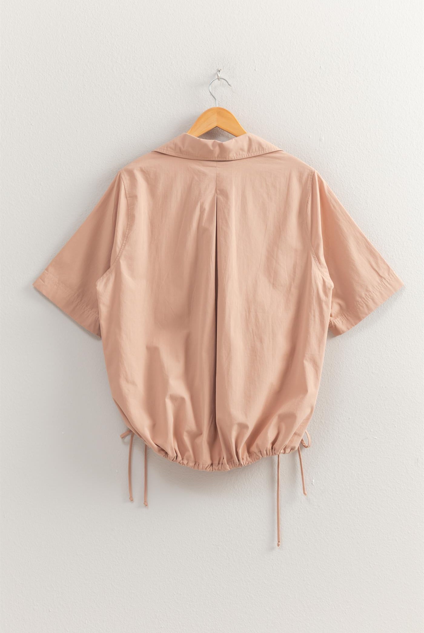 Wholesale Bubble Hem Relaxed Fit Shirt Polos DZ25E081 DARK TAUPE DOUBLE ZERO