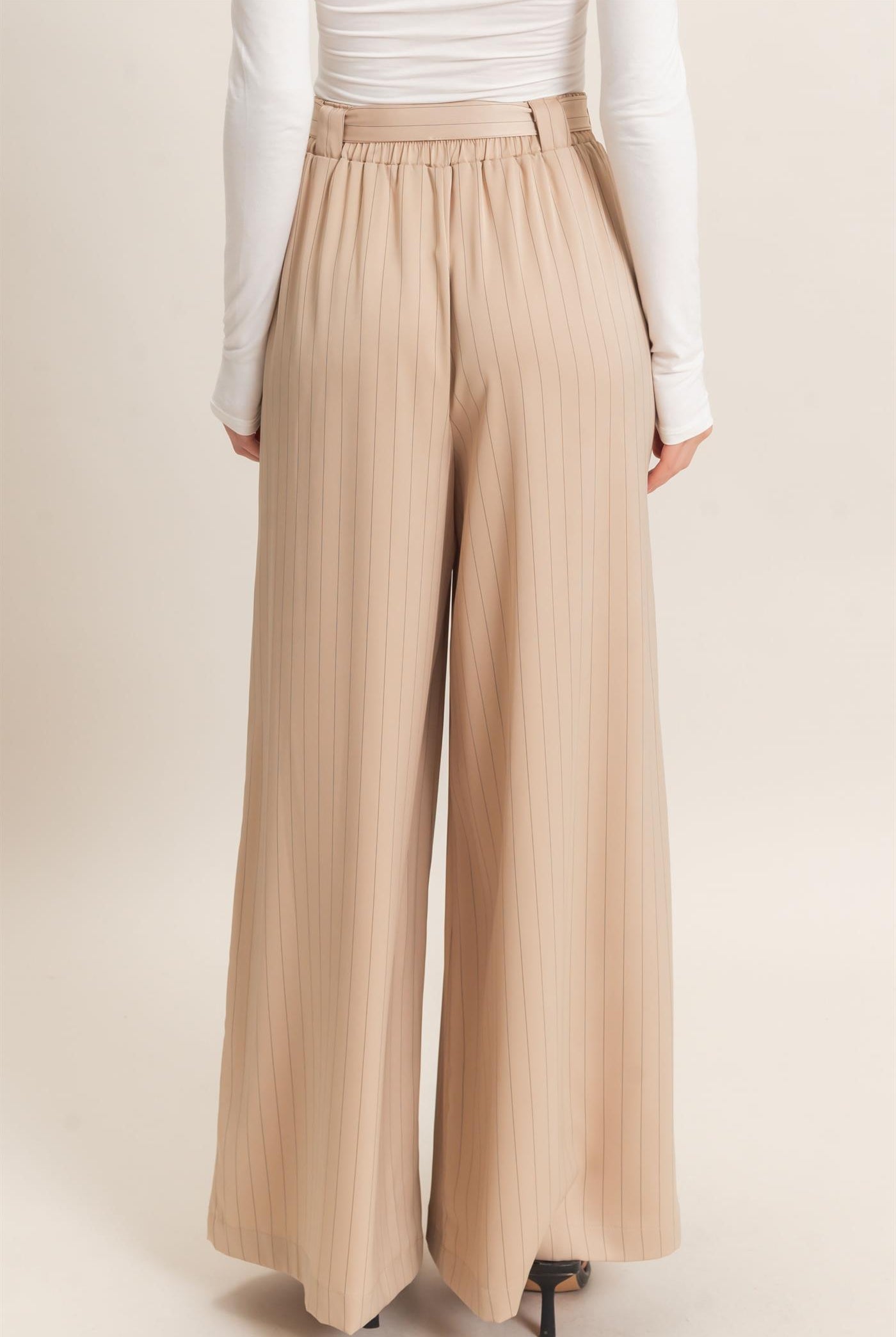 Wholesale Pinstripe Wide-Leg Pants Pants HF25F030 LIGHT TAUPE HYFVE