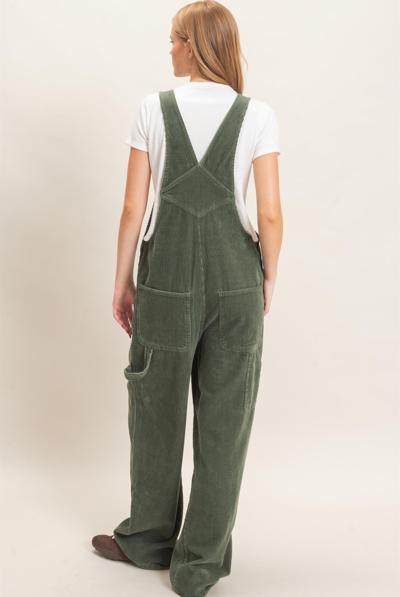 Wholesale Mineral Wash Corduroy Overalls Clothing HF26F210-D OLIVE HYFVE