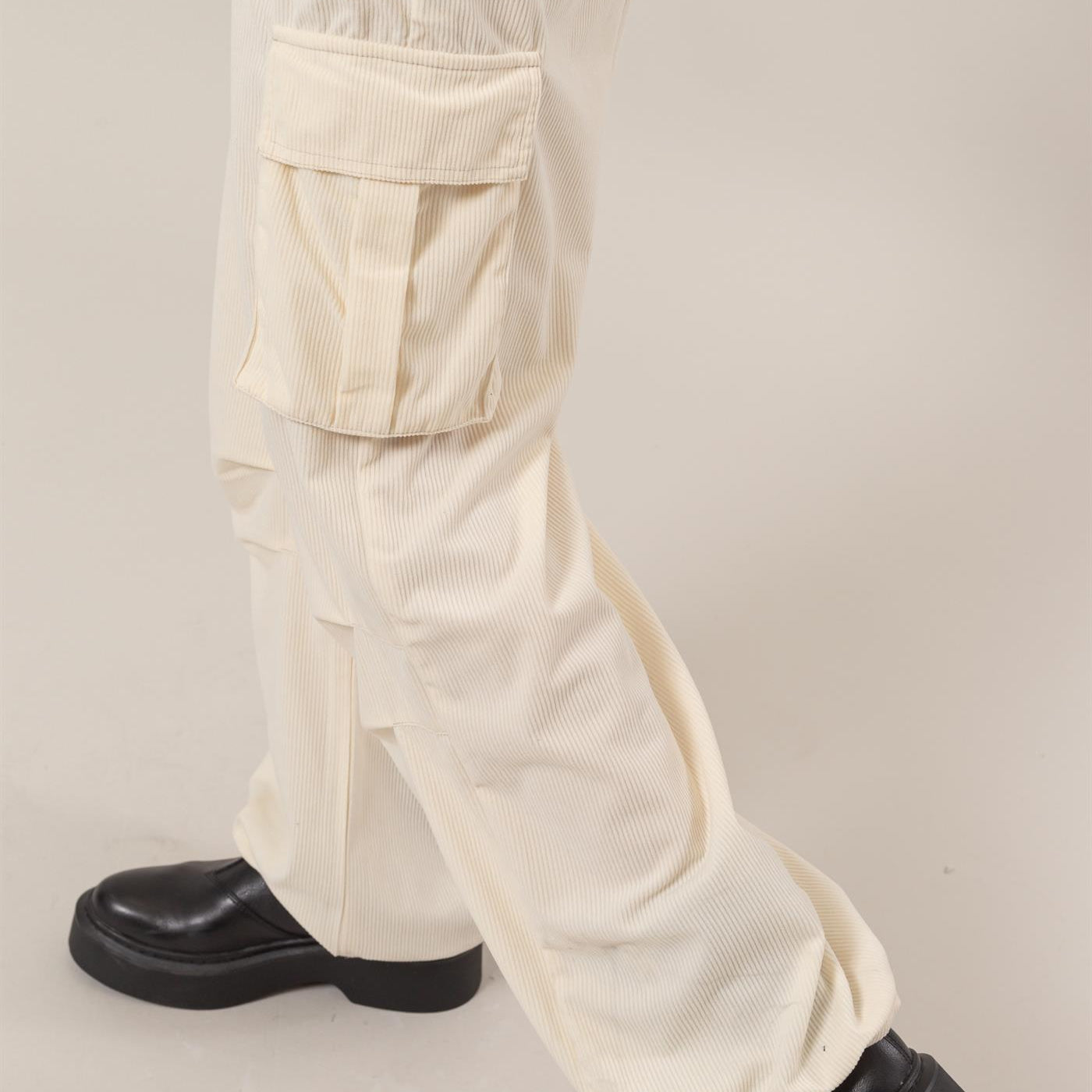 Wholesale Corduroy Cargo Overalls Clothing HF24F288 CREAM HYFVE