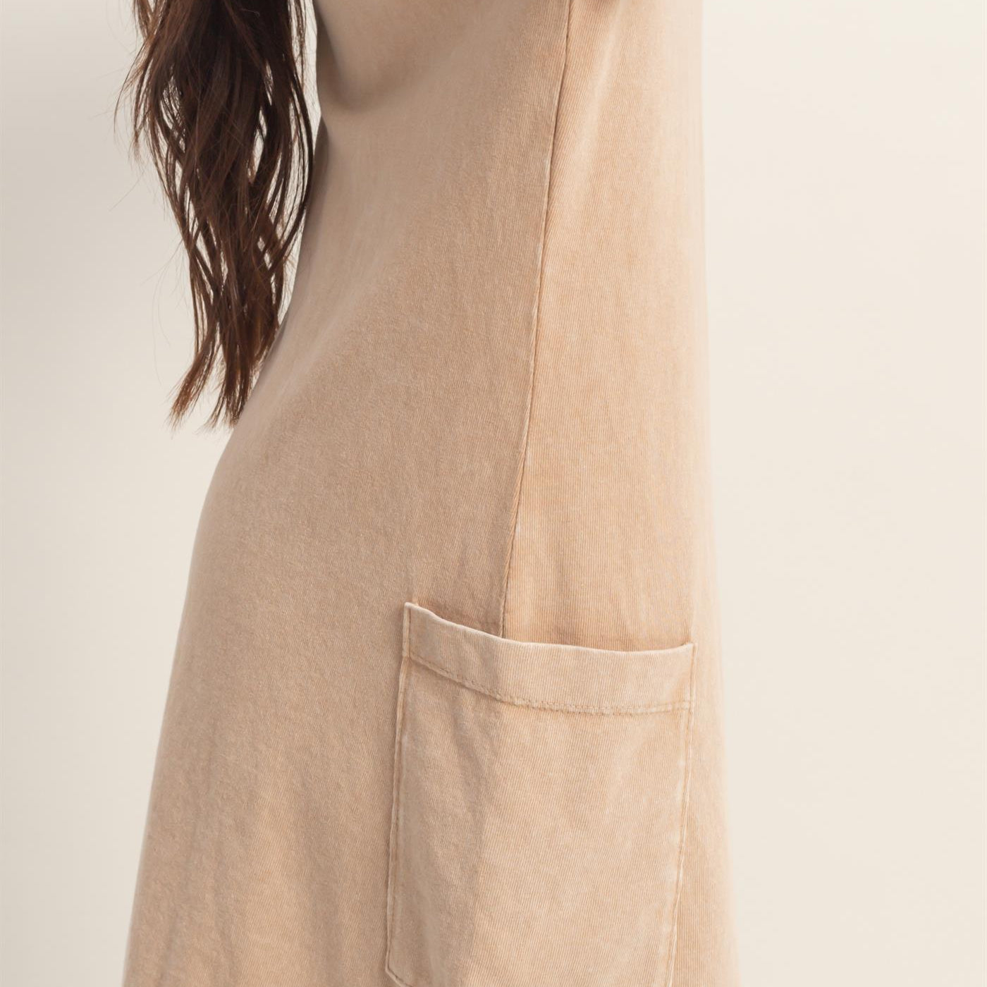 Wholesale Mineral Washed V-Back Romper Clothing DZ26A326 DARK TAUPE HYFVE