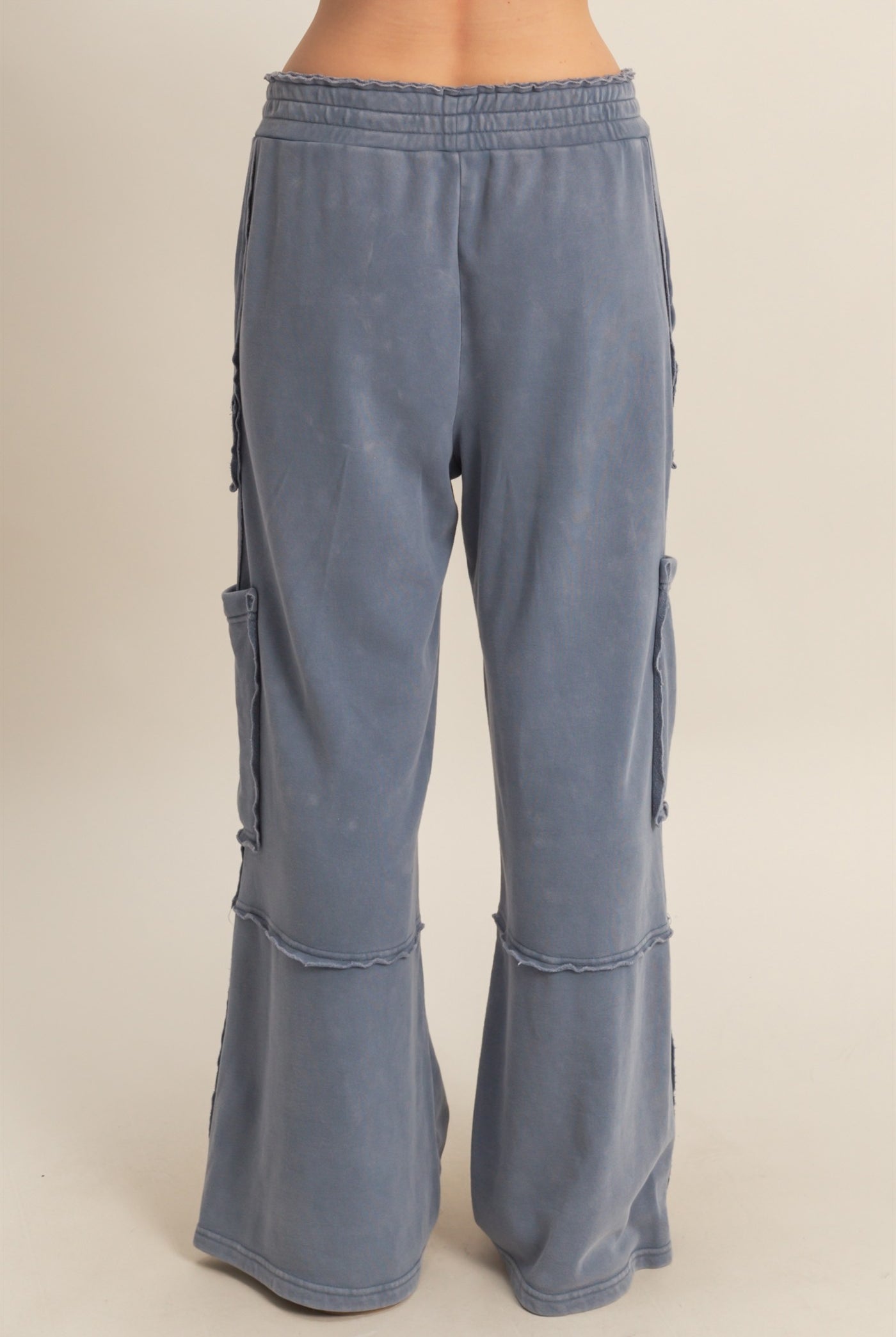 Wholesale Mineral Wash Oversized Utility Sweatpants Sweatpants DZ25C903 DUSTY NAVY DOUBLE ZERO