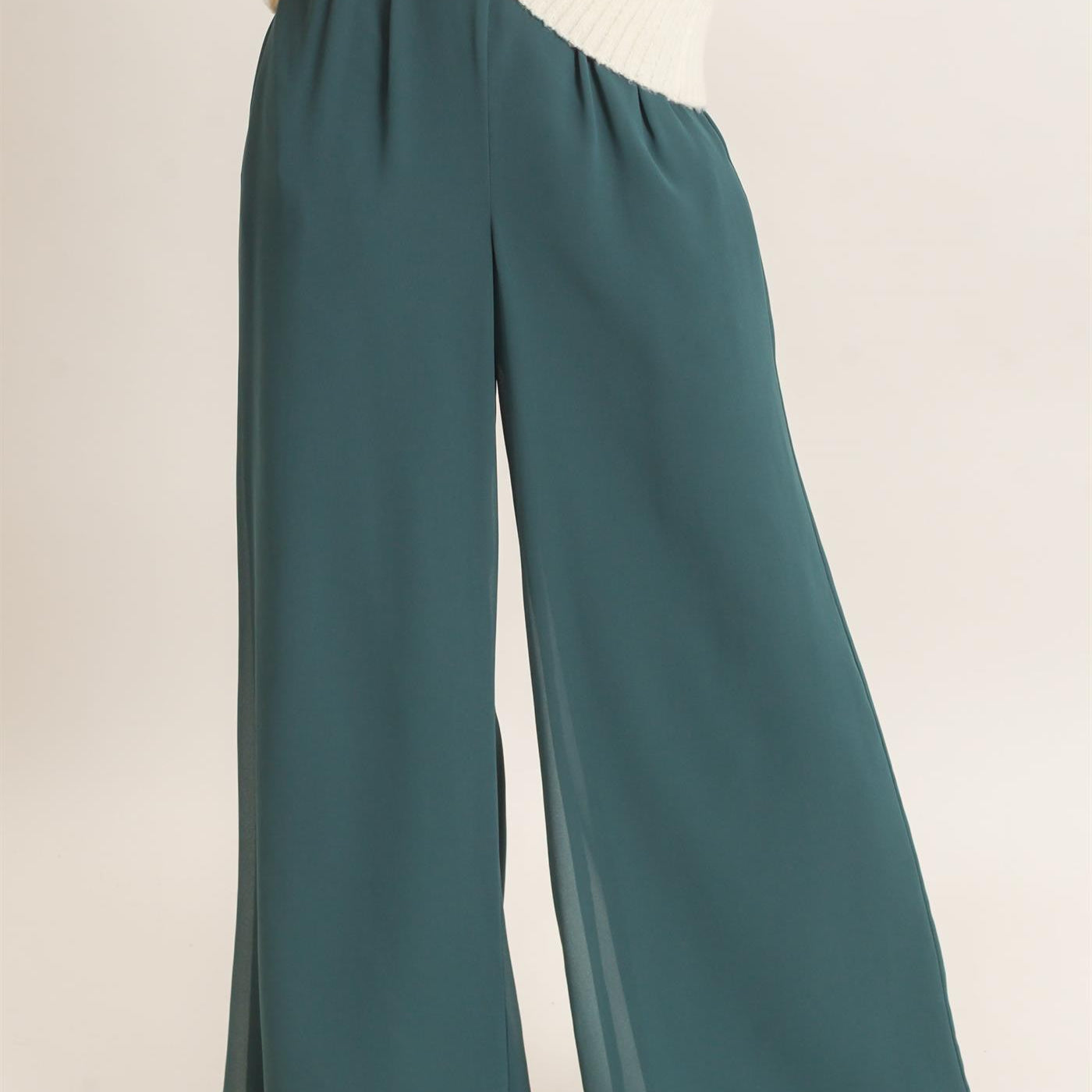 Wholesale Wide-Leg High Waist Pants Pants HF26F068-D TEAL GREEN HYFVE