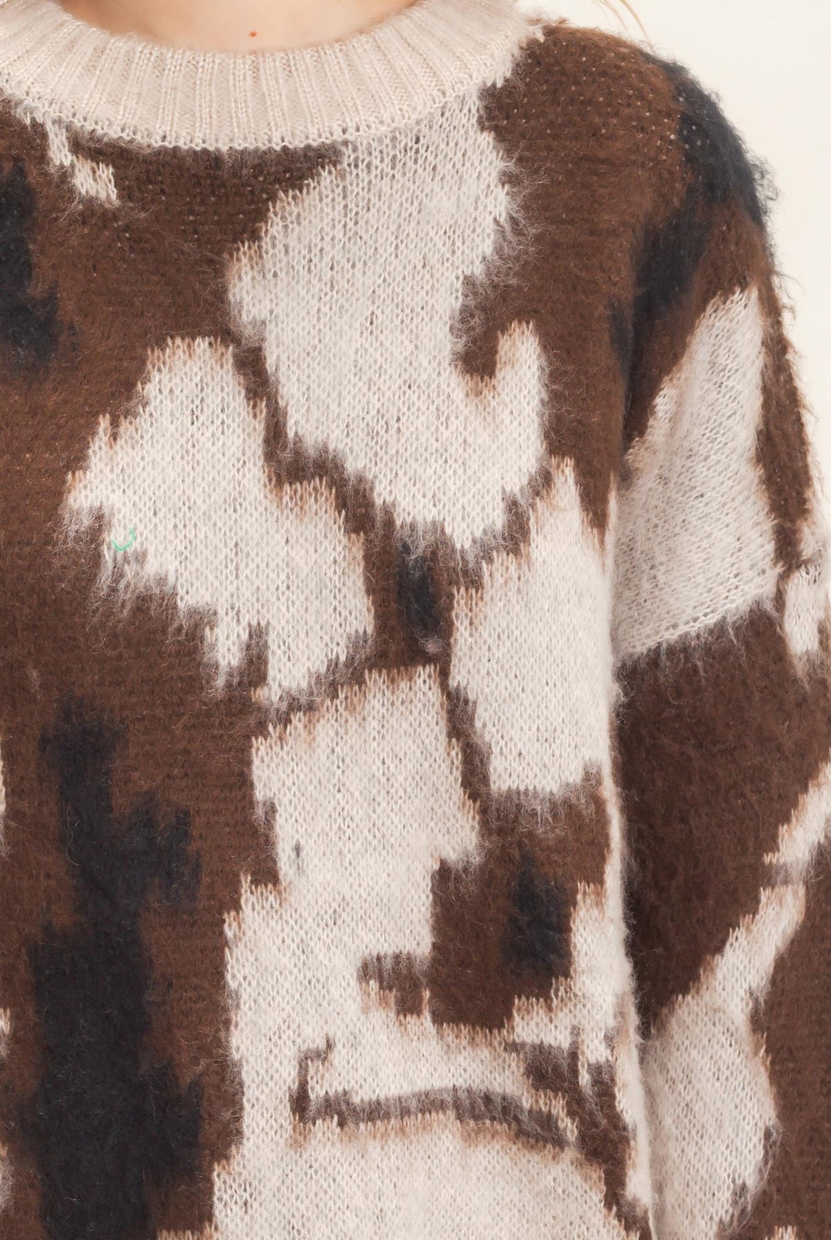 Wholesale Abstract Jacquard Mock Neck Sweater Sweaters HF26E663 SAND HYFVE