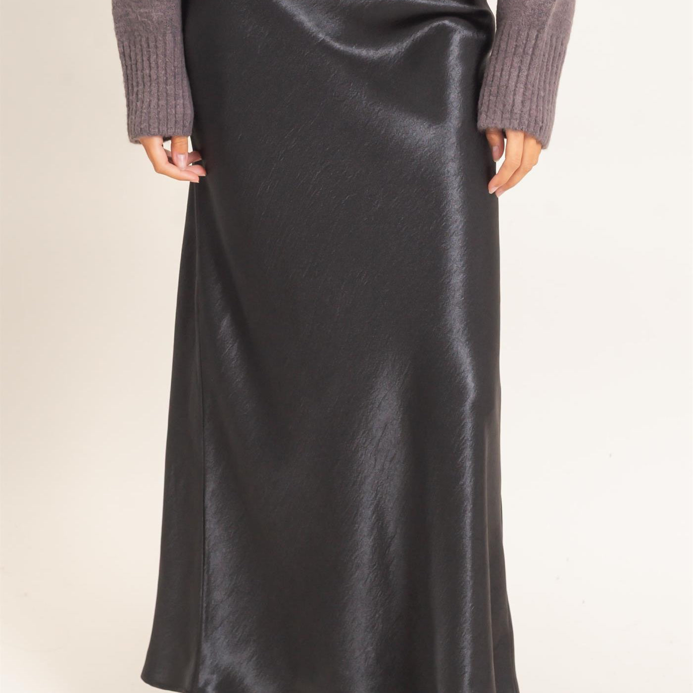 Wholesale Satin Midi Skirt Skirts DZ26C962 BLACK DOUBLE ZERO