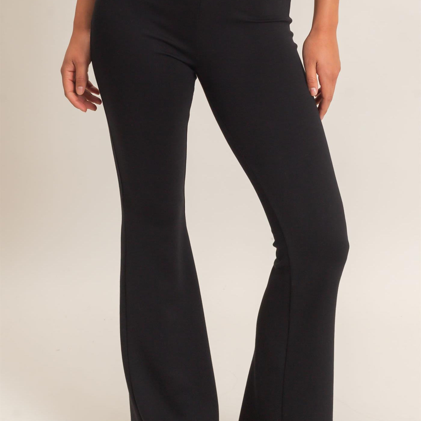 Wholesale Flared Elastic Waist Pants Pants DZ26E393 BLACK DOUBLE ZERO