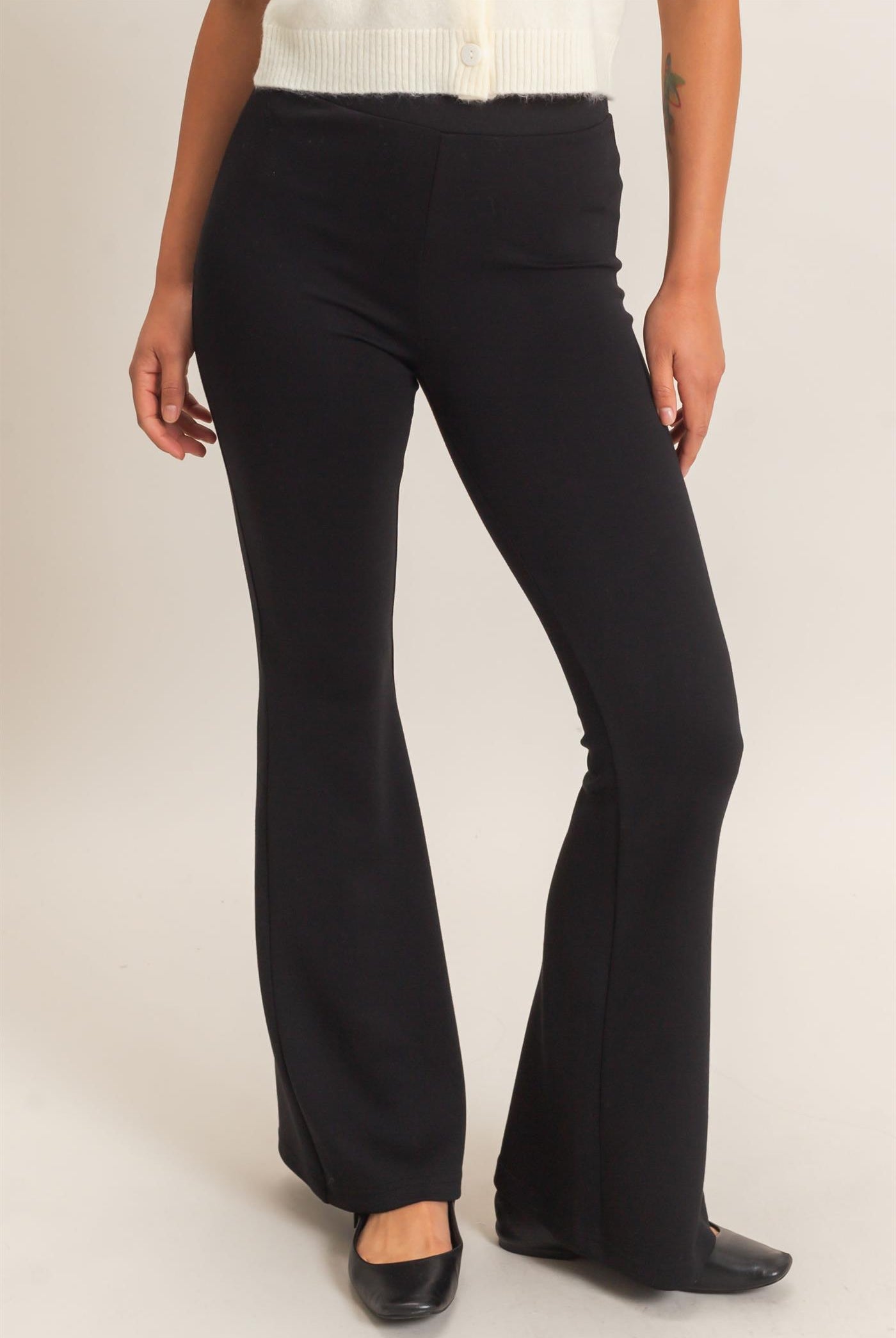 Wholesale Flared Elastic Waist Pants Pants DZ26E393 BLACK DOUBLE ZERO