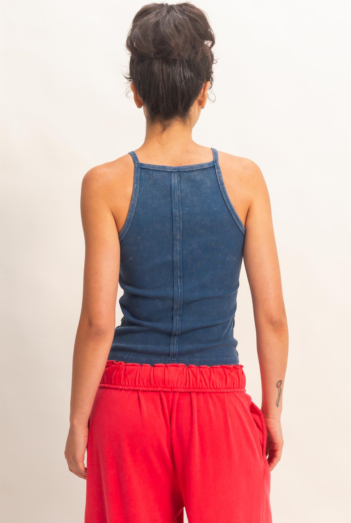 Wholesale Square Neck Acid Wash Tank Top Tank Tops DZ26C105 NAVY DOUBLE ZERO