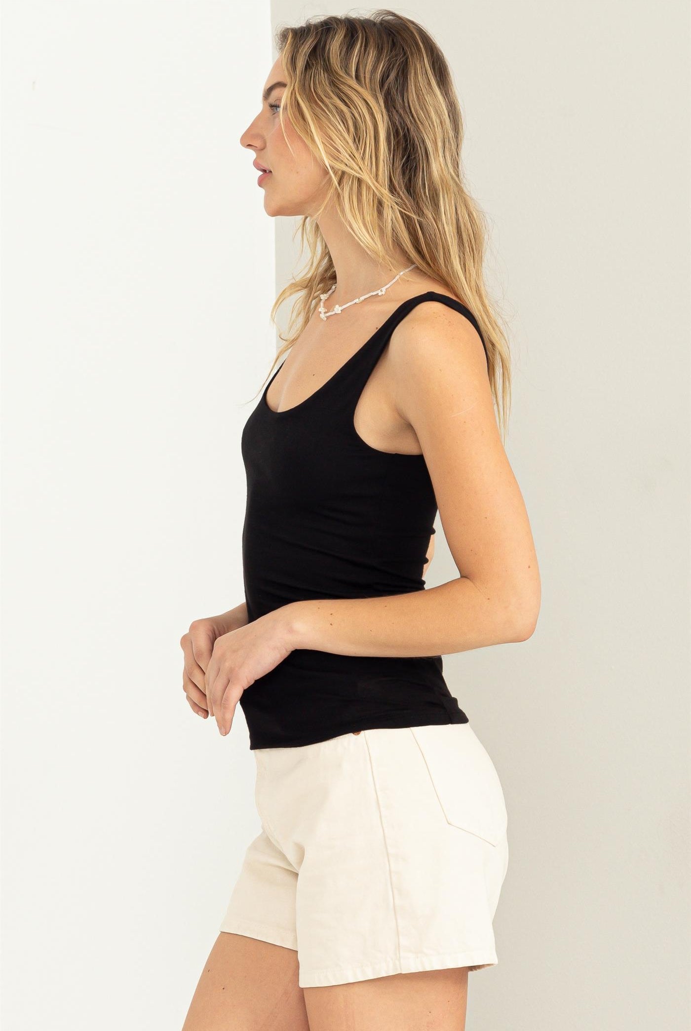 Wholesale Scoop Neck Tank Top Clothing Tops DZ23A793 BLACK DOUBLE ZERO