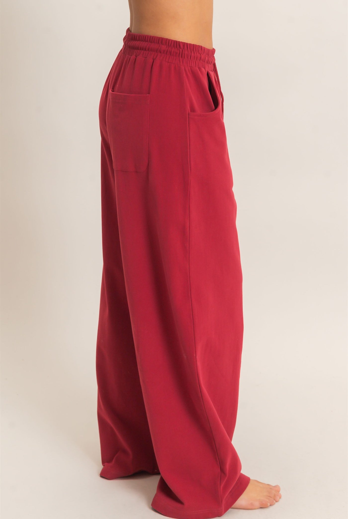 Wholesale Washed Barrel Sweatpants Pants DZ26E379 DARK RED DOUBLE ZERO