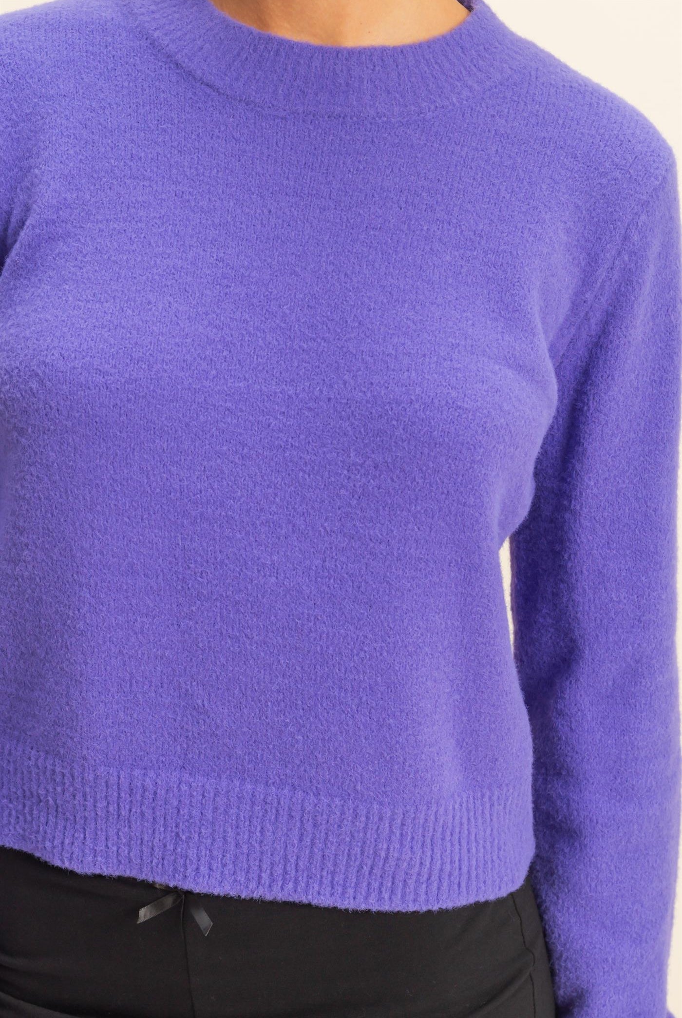 Wholesale Cropped Long Sleeve Sweater Clothing Tops DZ23F807 WISTERIA DOUBLE ZERO