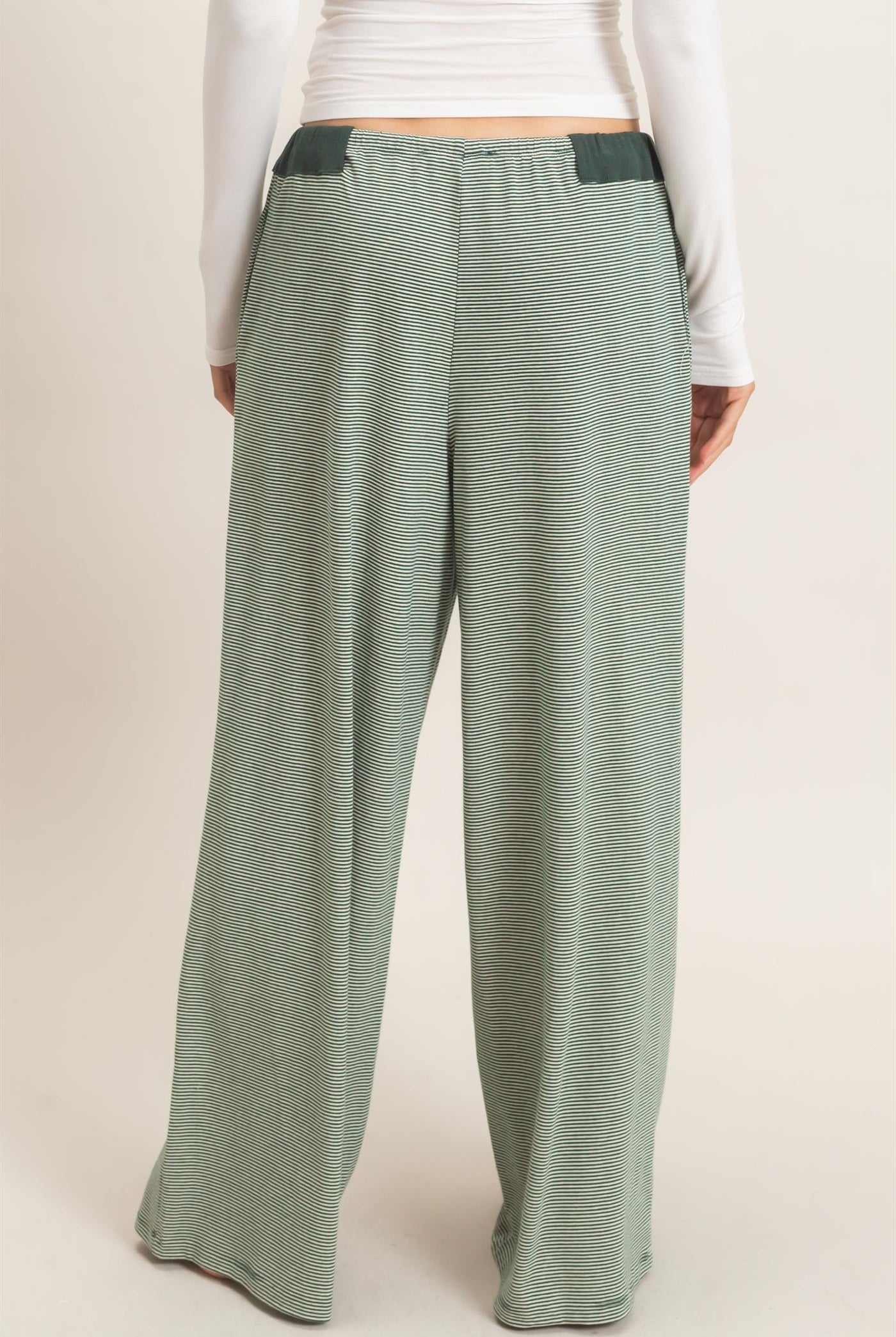 Wholesale Striped Wide-Leg Pants Pants HF26E818 GREEN HYFVE