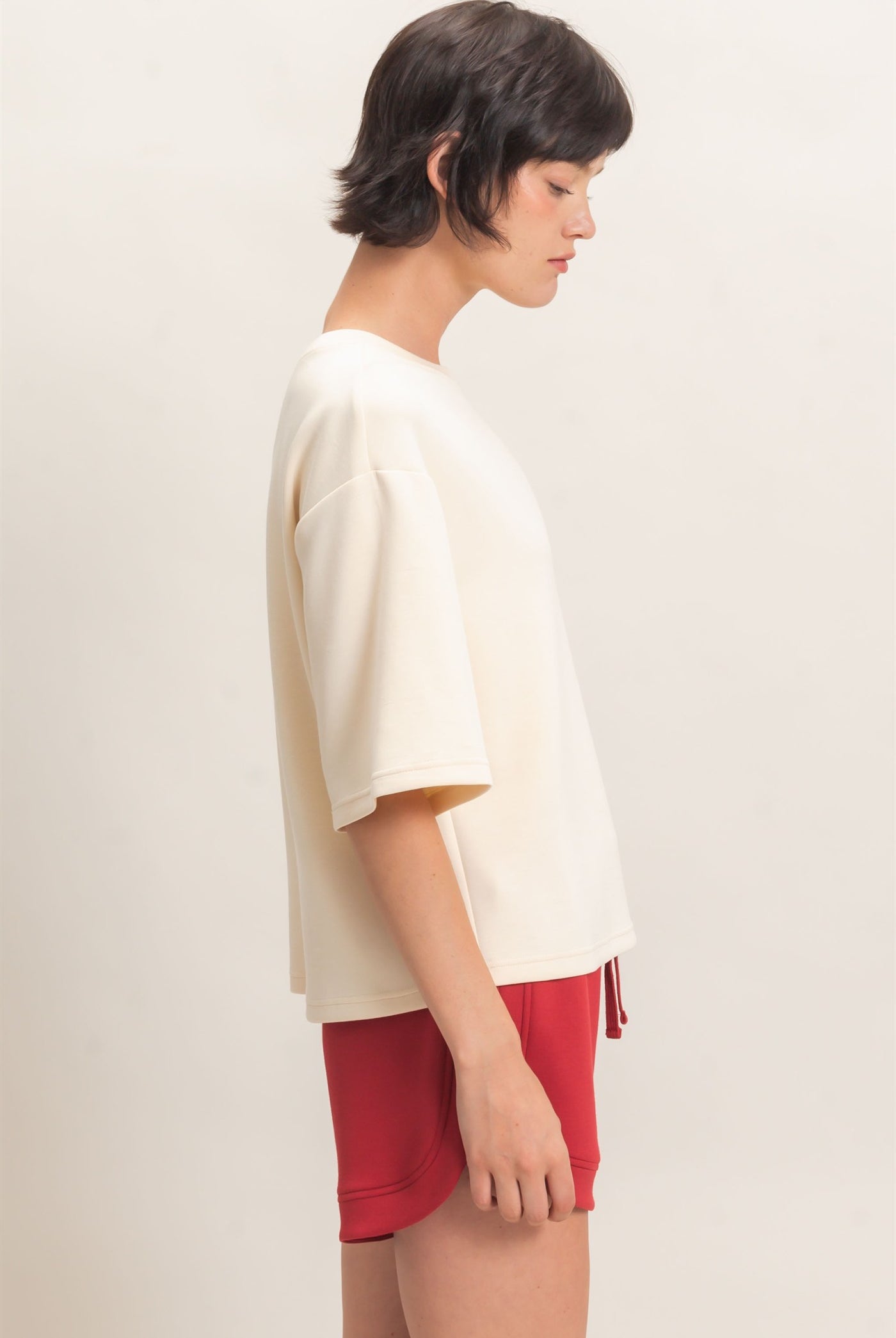 Wholesale Loose Fit Crew Neck Short Sleeve Top Clothing Tops DZ26C965 ALPACA DOUBLE ZERO