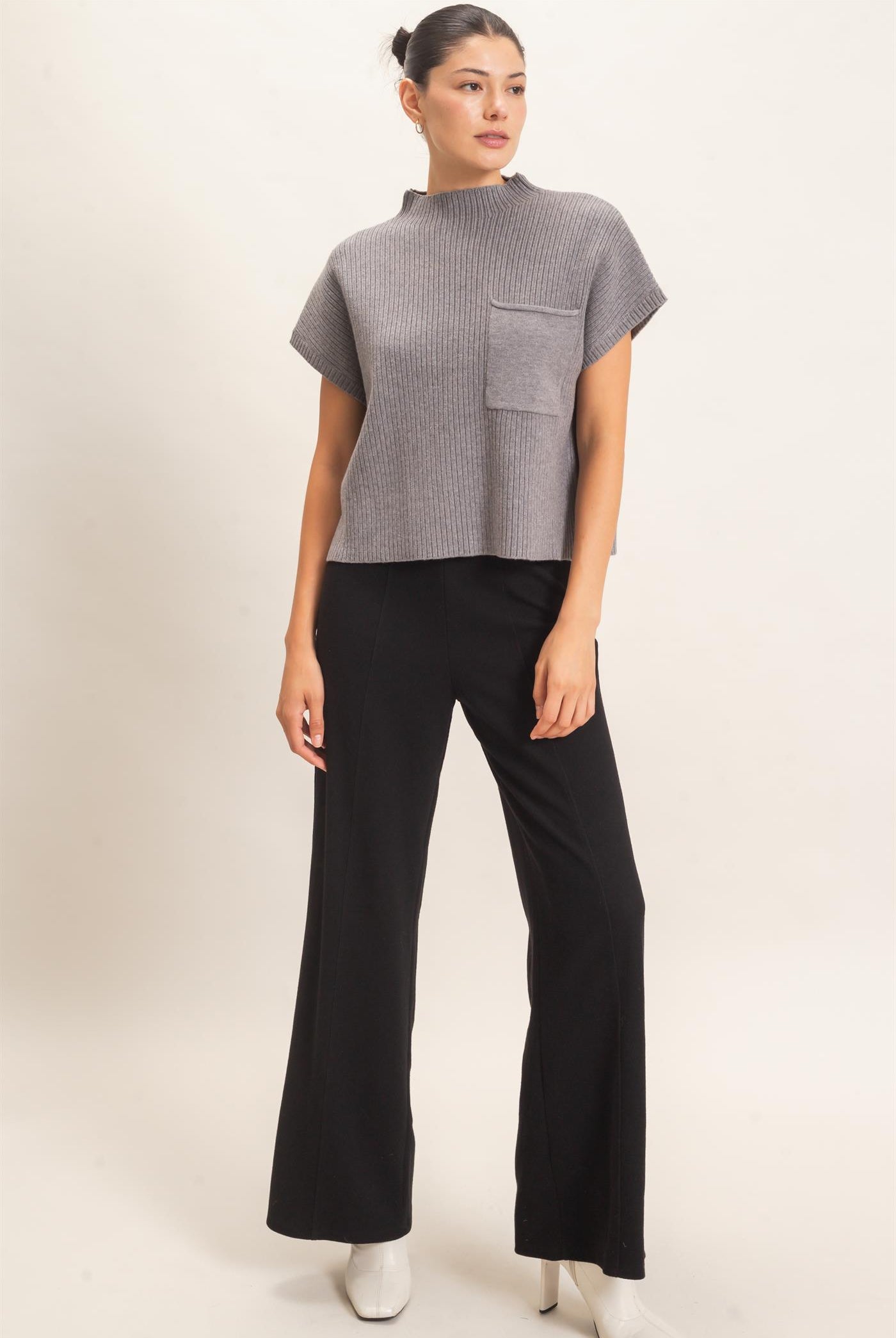 Wholesale Ribbed Dolman Sweater Sweaters HF26E835 GRAY HYFVE