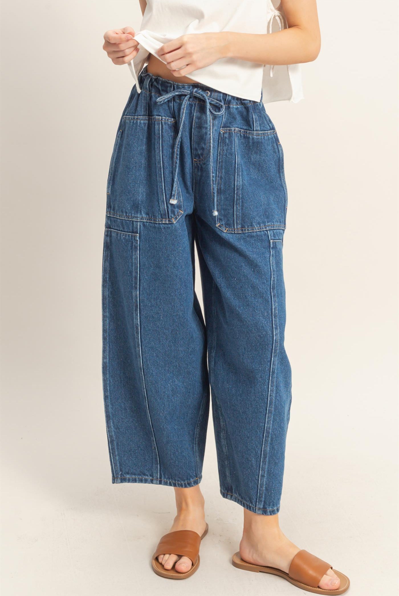 Wholesale Wide Pants With Oversize Pockets Pants HF26A125 BLUE HYFVE