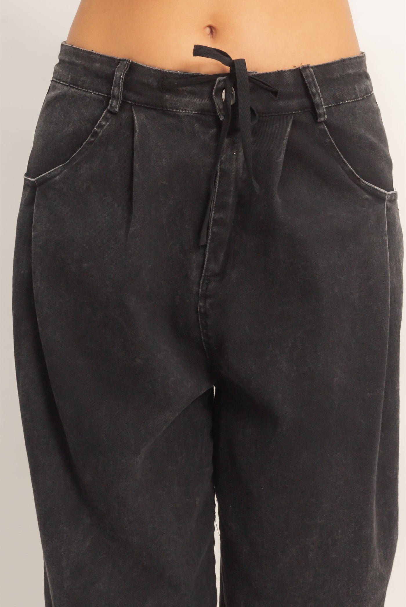 Wholesale Drawstring Wide-Leg Pants Pants HF26A393 BLACK HYFVE