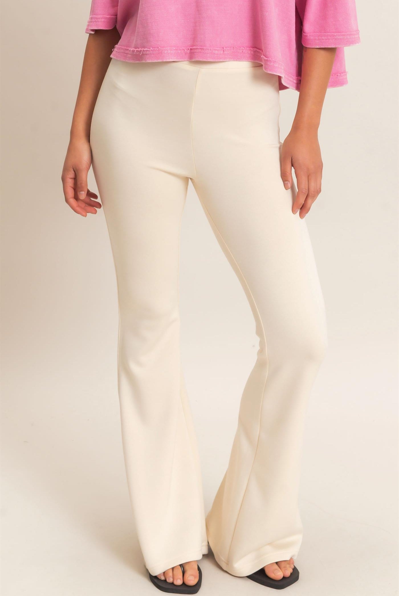 Wholesale Flared Elastic Waist Pants Pants DZ26E393 ALPACA DOUBLE ZERO