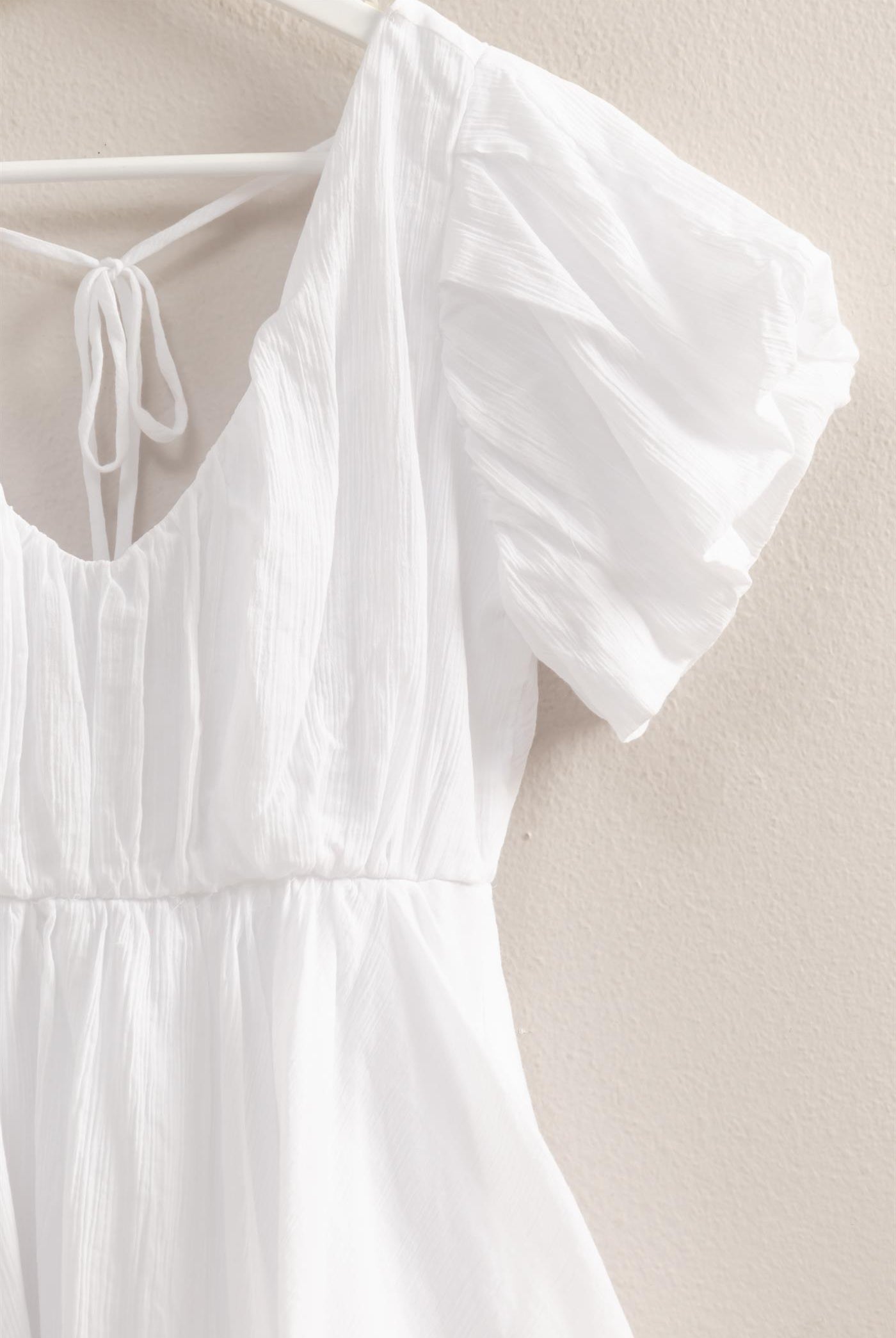 Wholesale V-Neck Puff Sleeve Flowy Mini Dress Dresses HF25A226 WHITE HYFVE