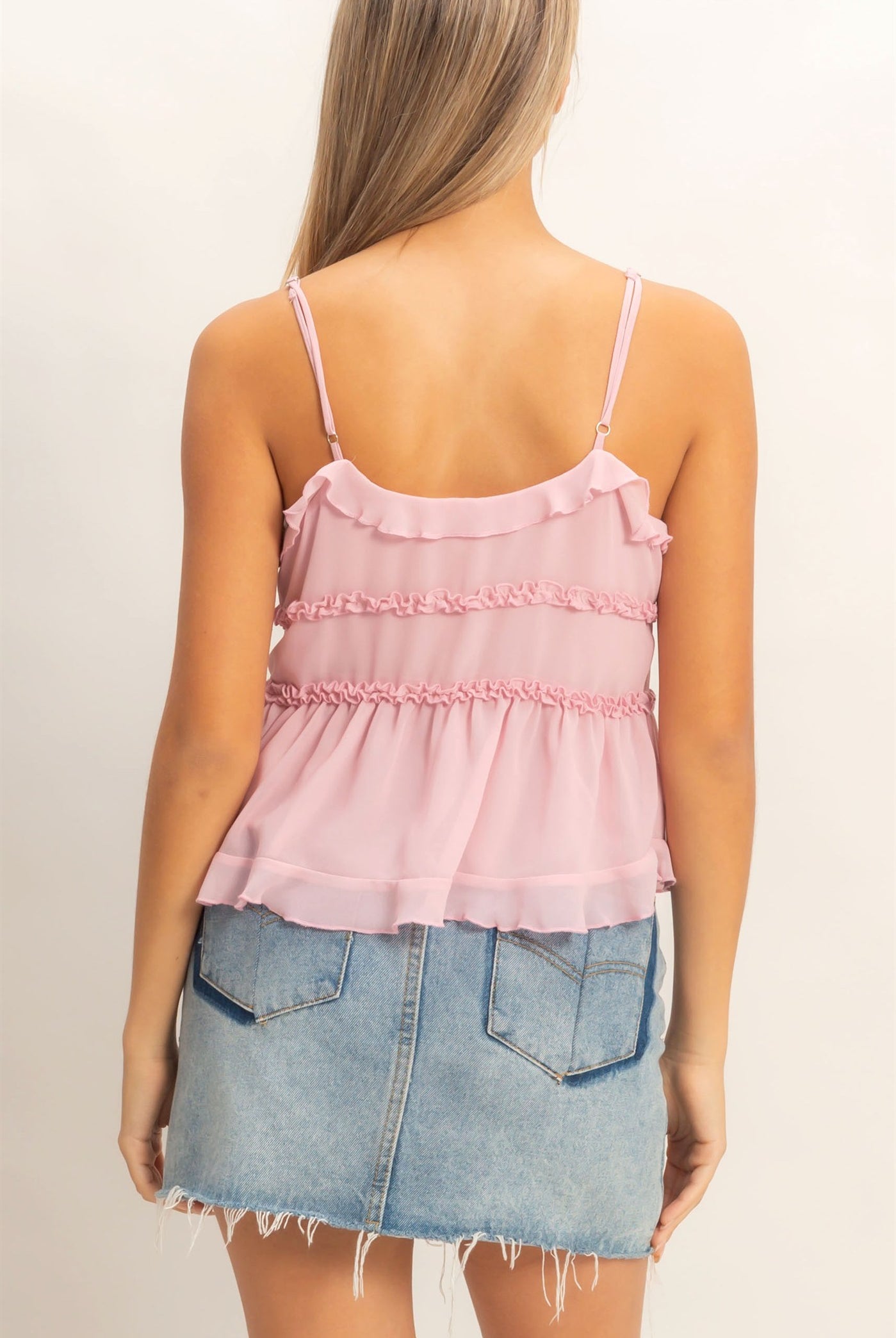 Wholesale Layered Tie-Front Camisole Top Clothing Tops HF26C321 BLUSH HYFVE