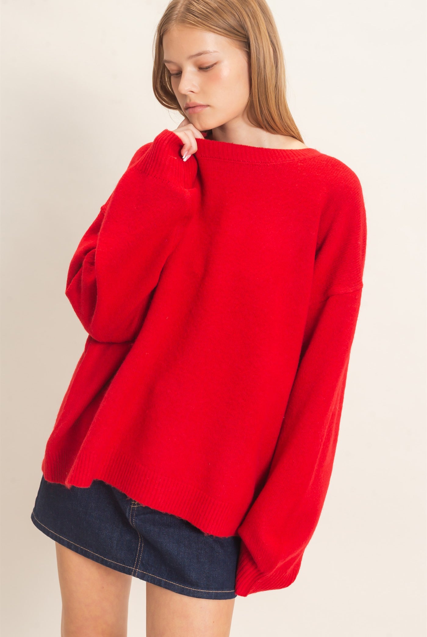 Wholesale Open Back Sweater With Organza Bows Sweaters HF26F149 RED HYFVE