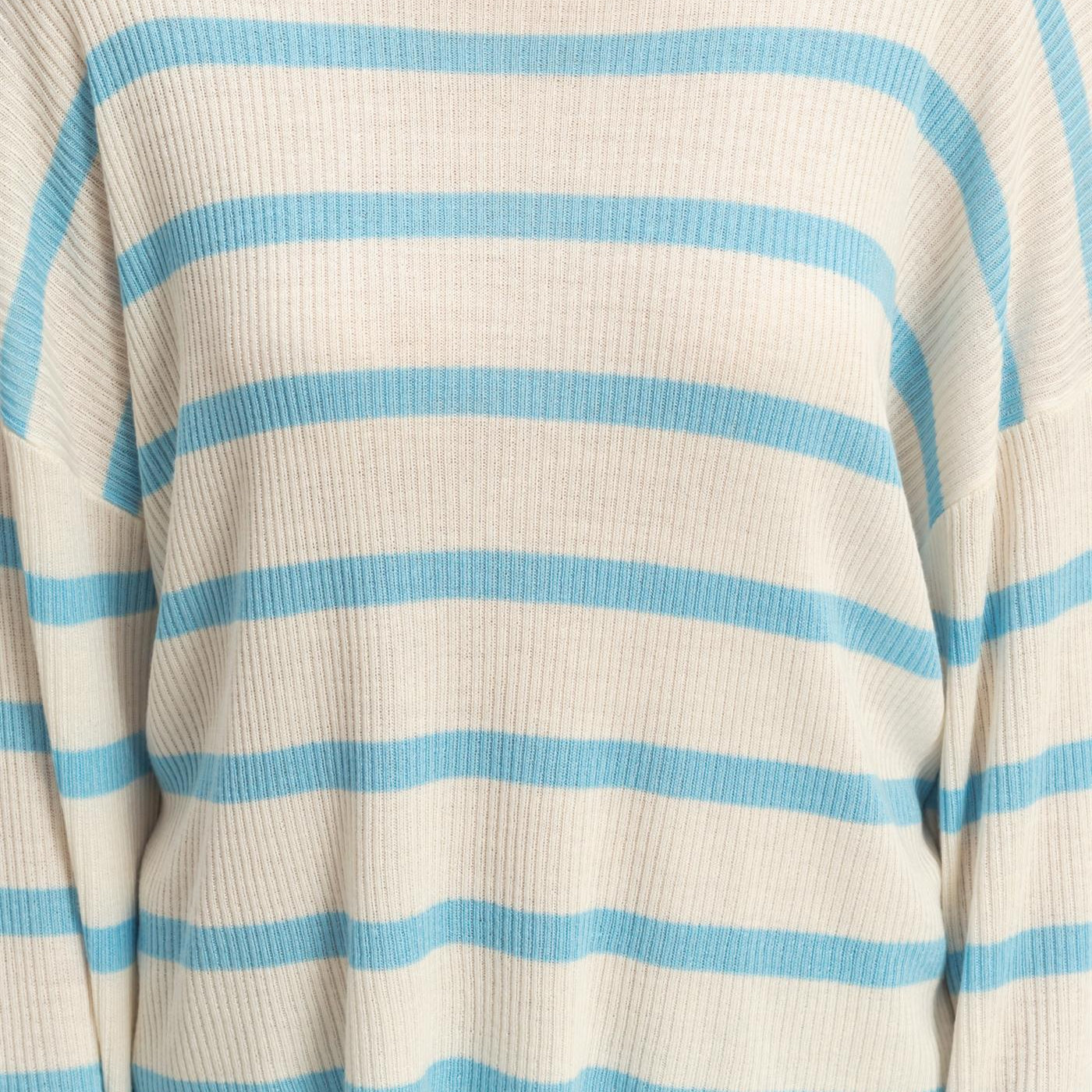 Wholesale Lightweight Wide-Sleeve Striped Sweater Clothing Tops DZ26A329 BLUE DOUBLE ZERO