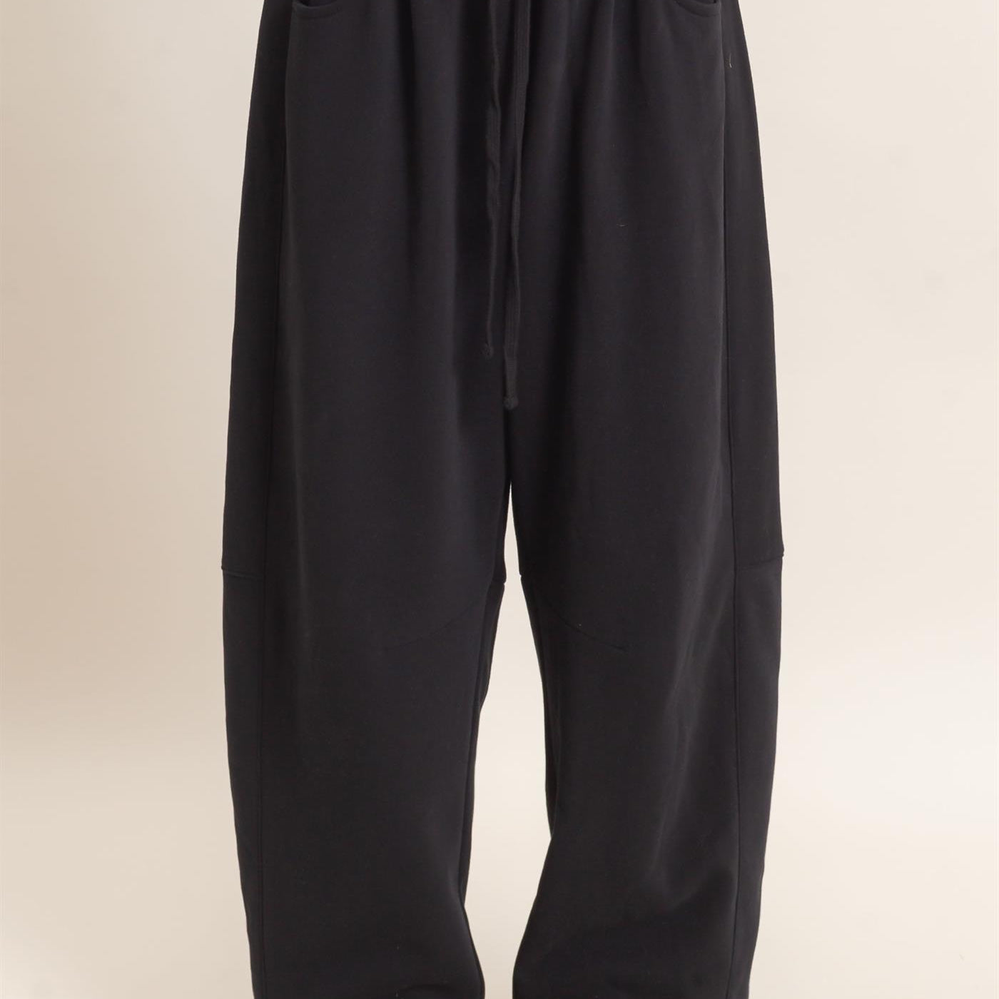 Wholesale Drawstring Waist Barrel Sweatpants Pants DZ26E290 BLACK DOUBLE ZERO