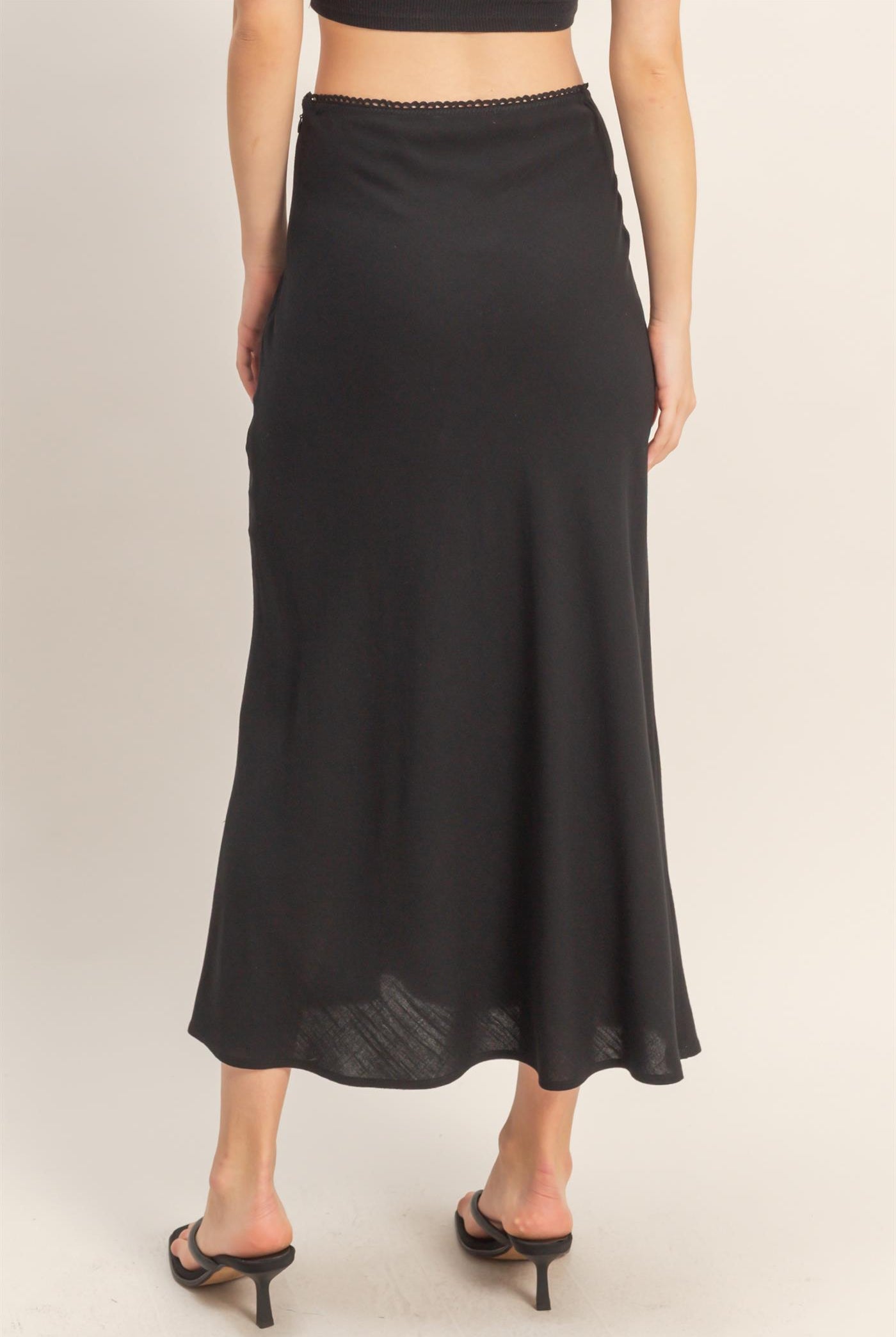 Wholesale Maxi Skirt With Elastic Waistband Skirts HF26A473-D BLACK HYFVE