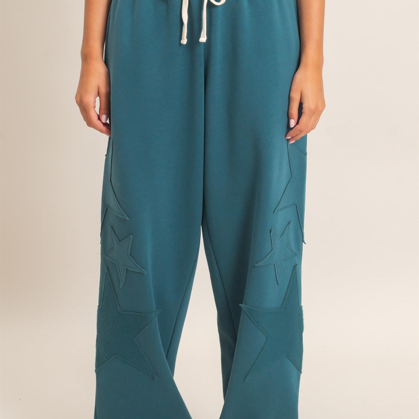 Wholesale Star Patch Jogger Pants Joggers DZ26E889 DARK TEAL DOUBLE ZERO
