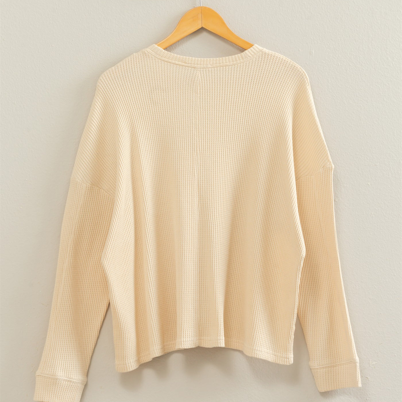 Wholesale Mineral Wash Waffle Long Sleeve Top Clothing Tops DZ26F242 ALPACA DOUBLE ZERO