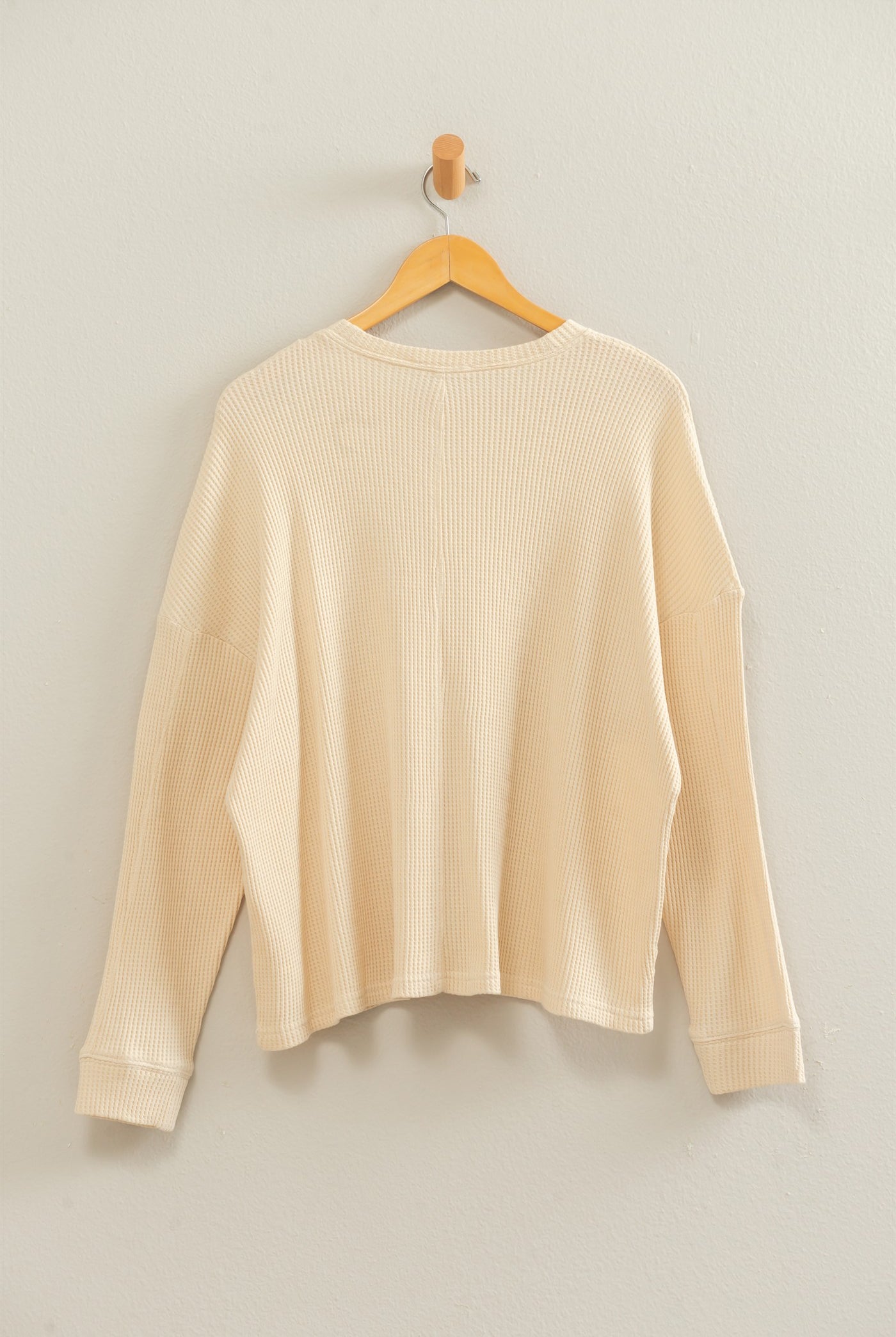 Wholesale Mineral Wash Waffle Long Sleeve Top Clothing Tops DZ26F242 ALPACA DOUBLE ZERO