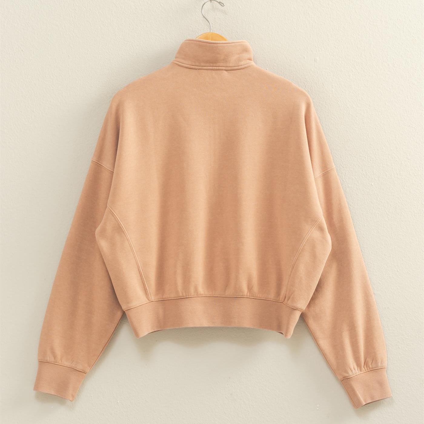 Wholesale Love This Way Half-Zip Sweatshirt Sweatshirts DZ25C908 DARK TAUPE DOUBLE ZERO