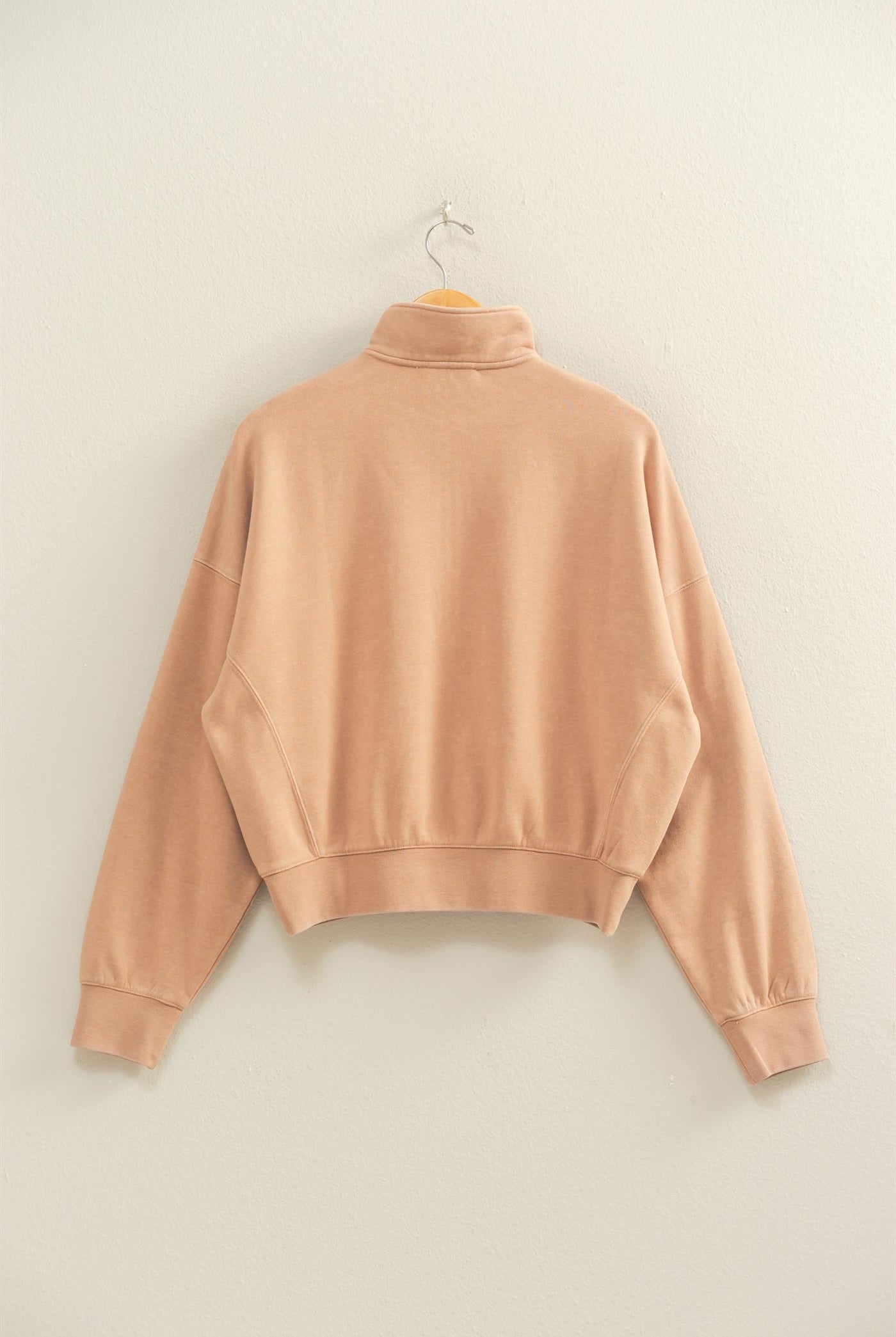 Wholesale Love This Way Half-Zip Sweatshirt Sweatshirts DZ25C908 DARK TAUPE DOUBLE ZERO