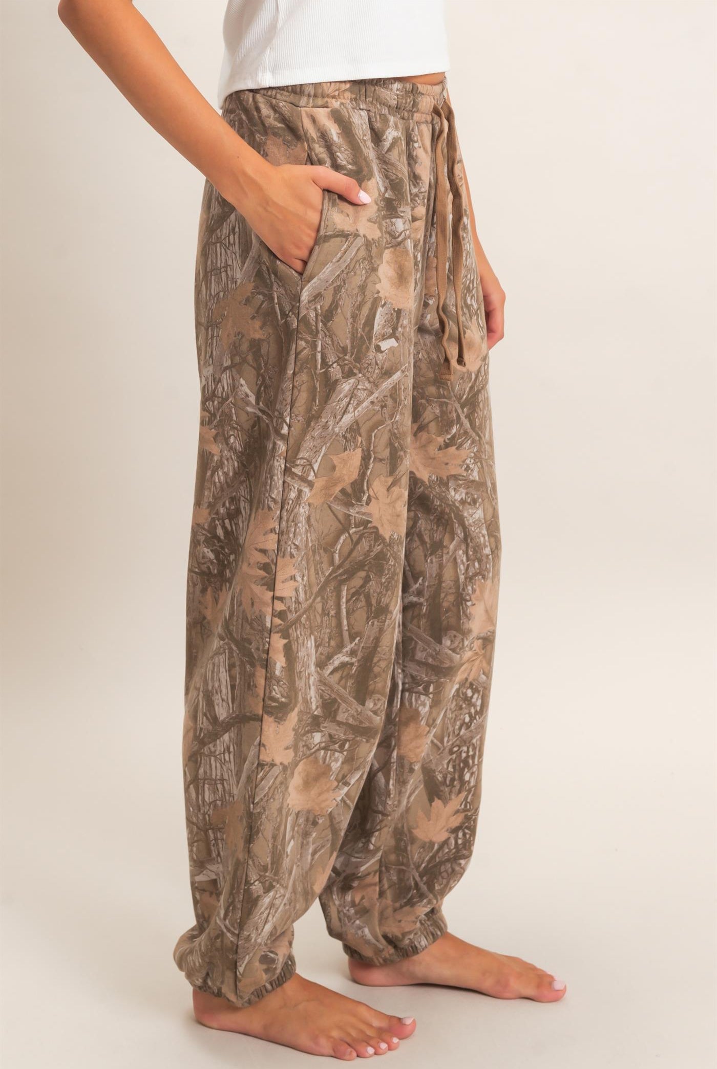 Wholesale Tree Camouflage Print Jogger Pants Pants DZ26E790 BROWN DOUBLE ZERO