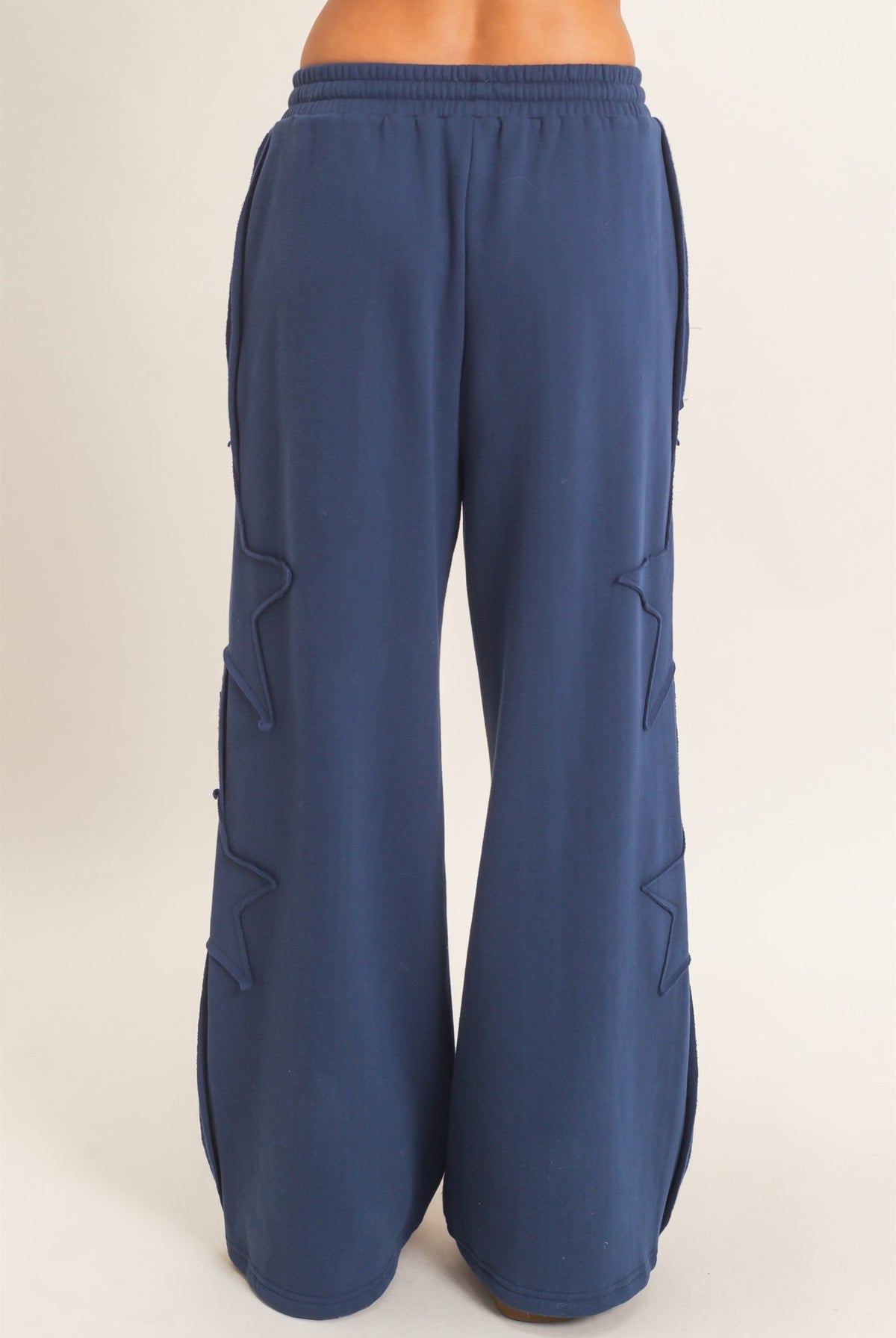 Wholesale French Terry Star Patch Sweatpants Pants DZ27A197 NAVY DOUBLE ZERO