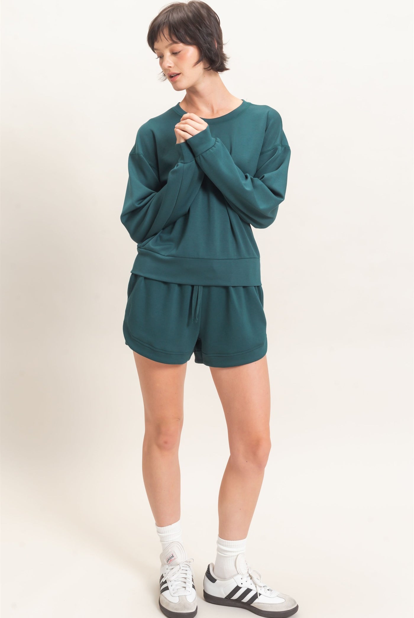 Wholesale Crew Neck Sweatshirt Sweatshirts DZ26C966 DEEP GREEN DOUBLE ZERO